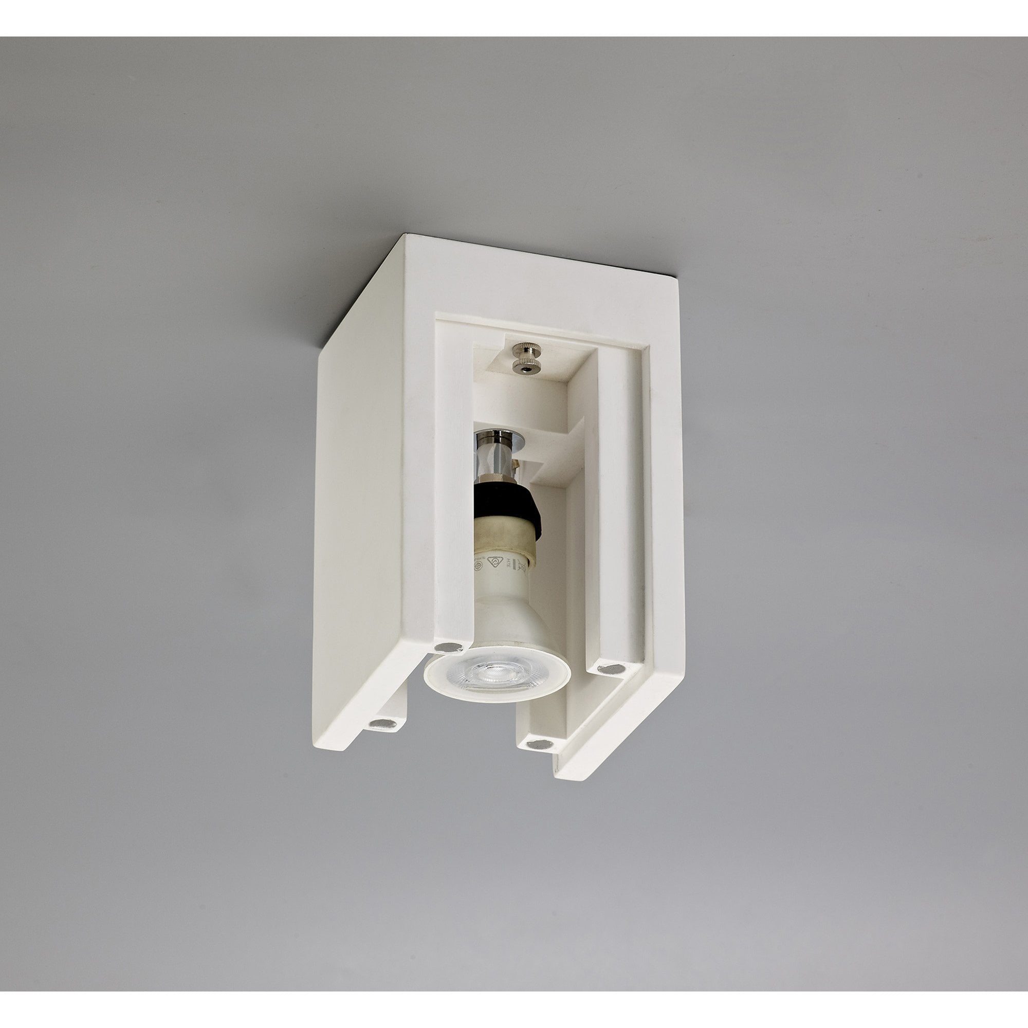 Fabula Trevose Single Square Ceiling Spot Light - White Paintable Gypsum