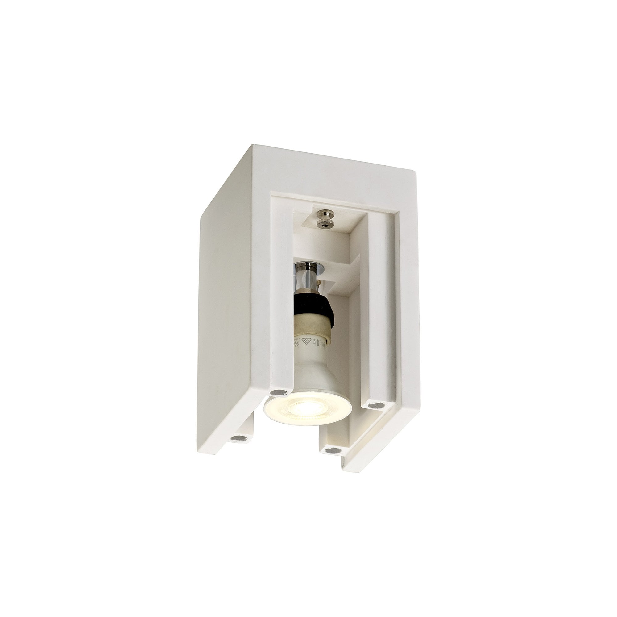 Fabula Trevose Single Square Ceiling Spot Light - White Paintable Gypsum