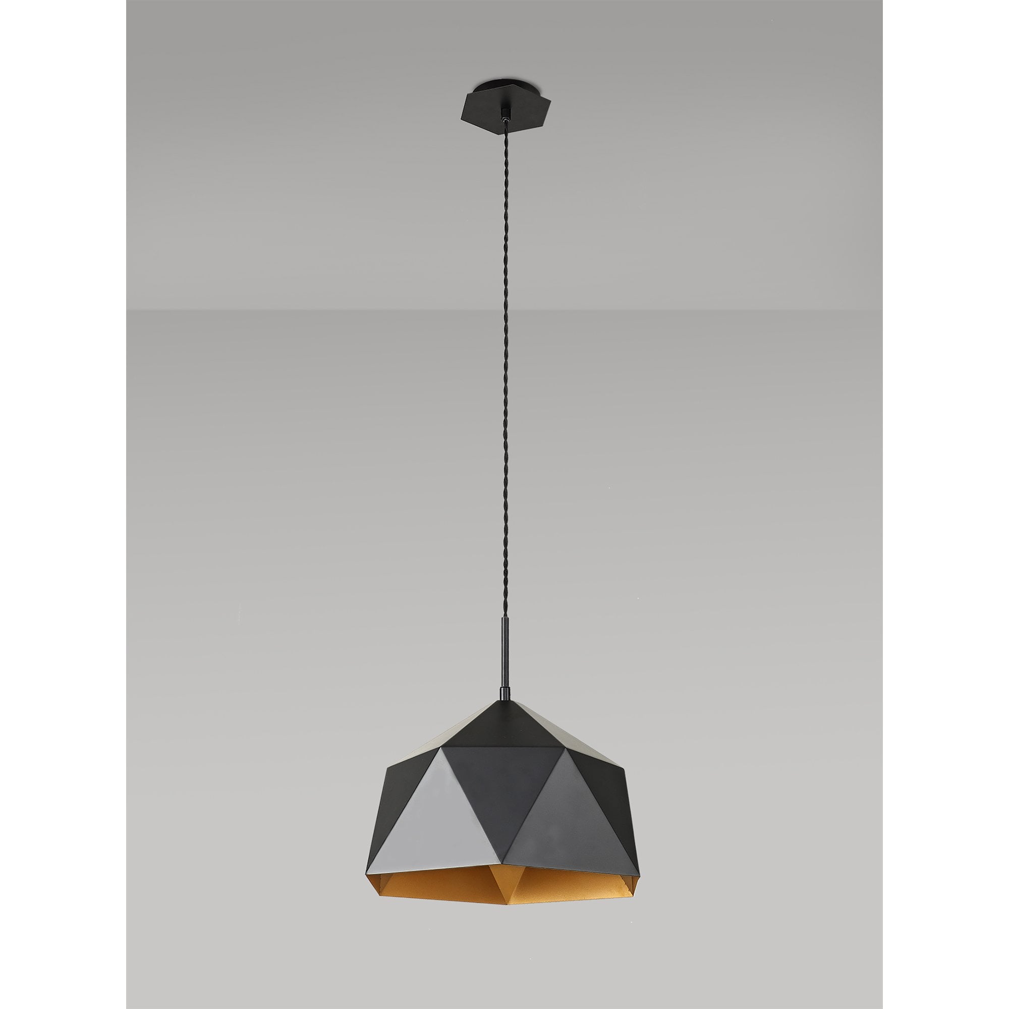Fabula Winchester Single Pendant - Matt Black & Gold Inner
