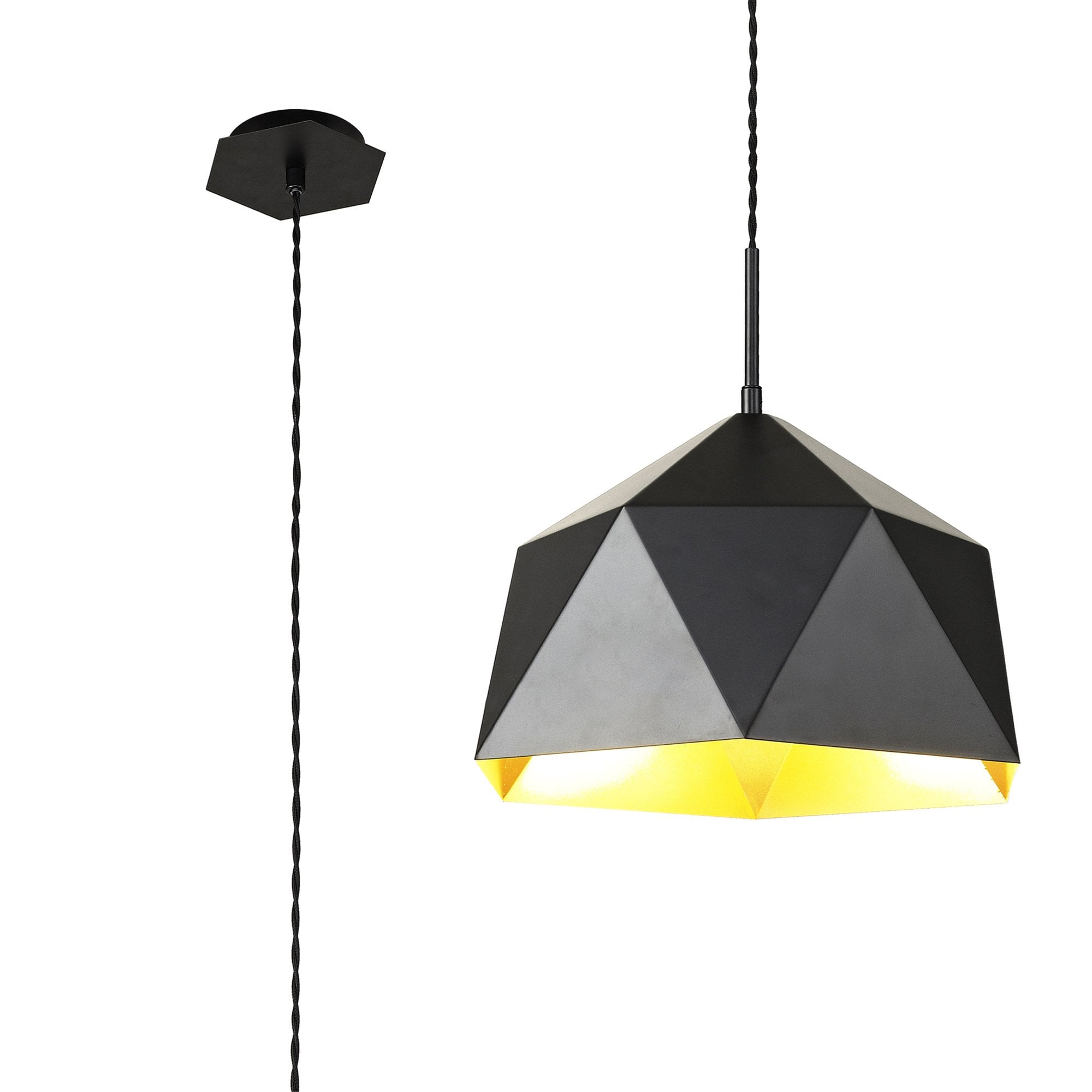 Fabula Winchester Single Pendant - Matt Black & Gold Inner