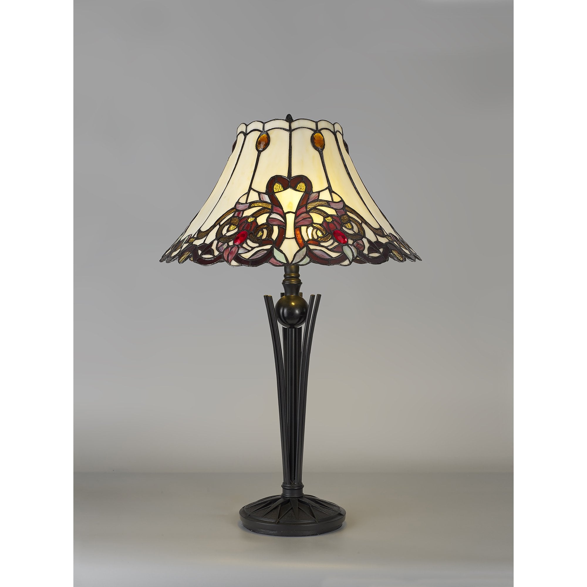 Fabula Woodbine 2 Light Tiffany Table Lamp - Red & Orange