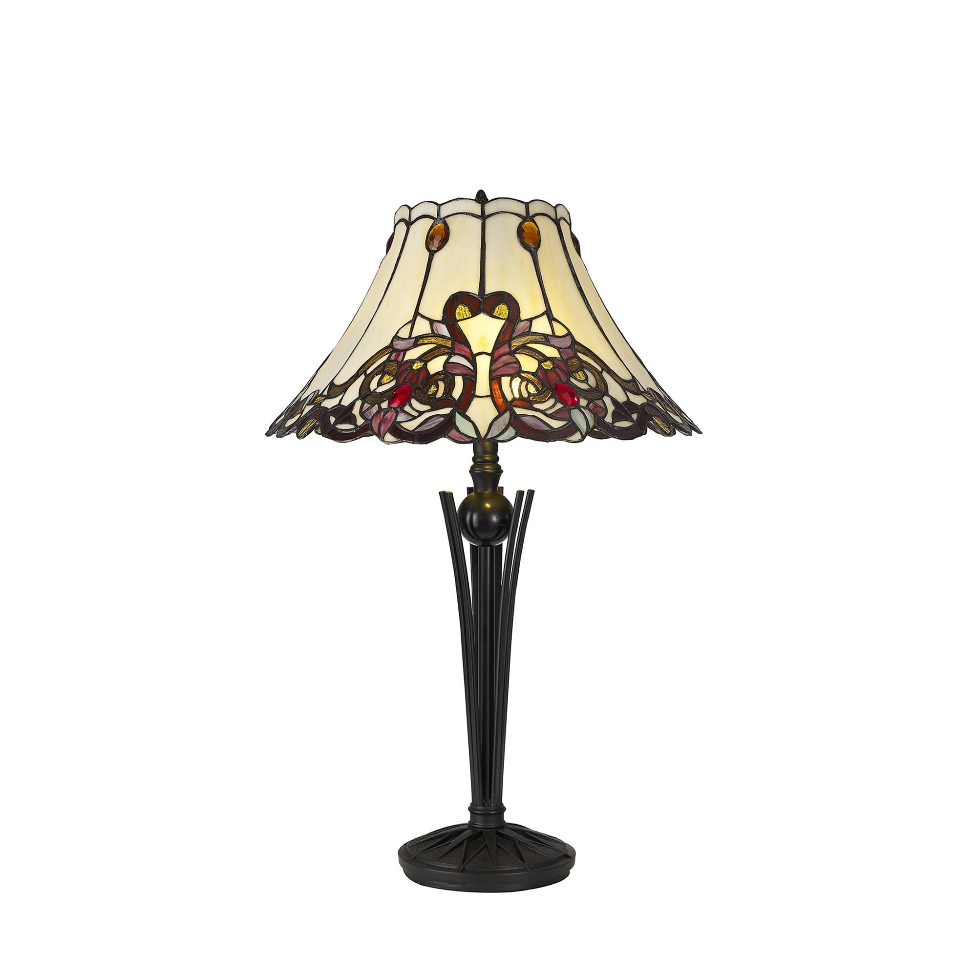 Fabula Woodbine 2 Light Tiffany Table Lamp - Red & Orange