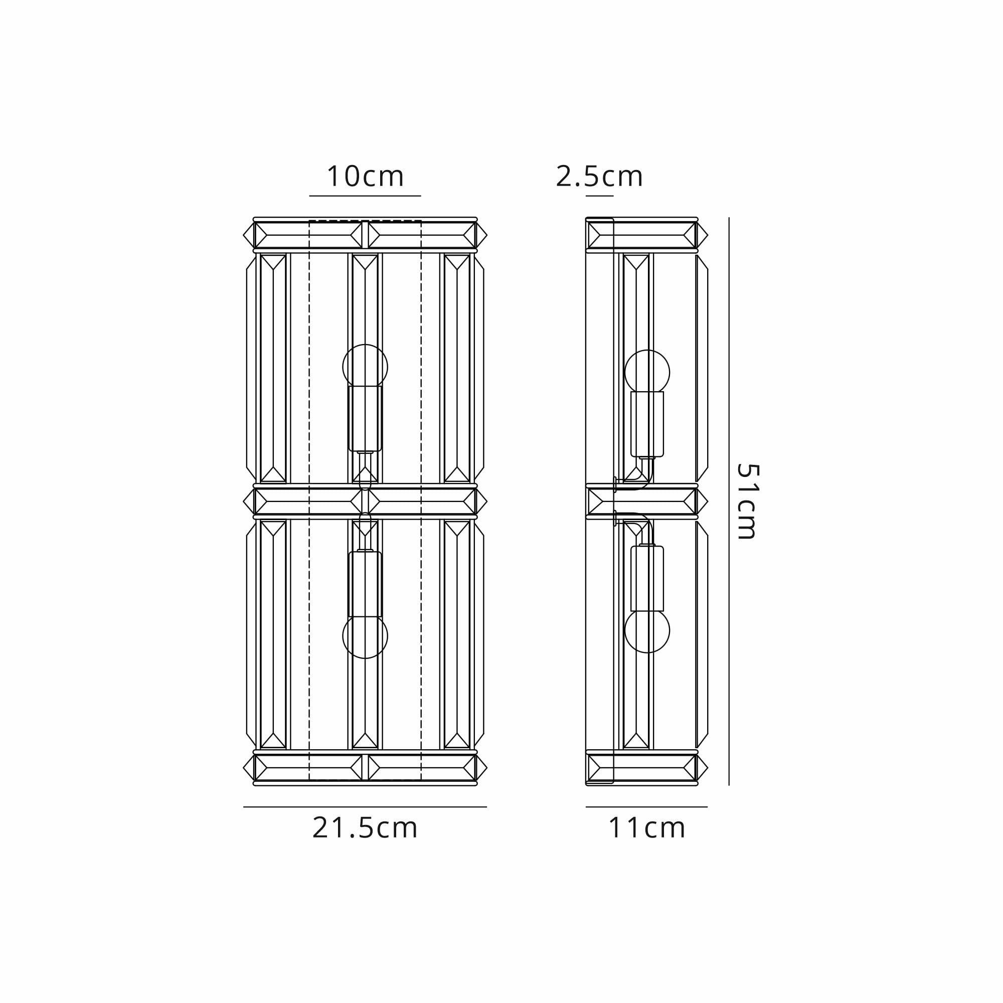 Fabula Woodford 2 Light Rectangular Wall Light - Polished Nickel