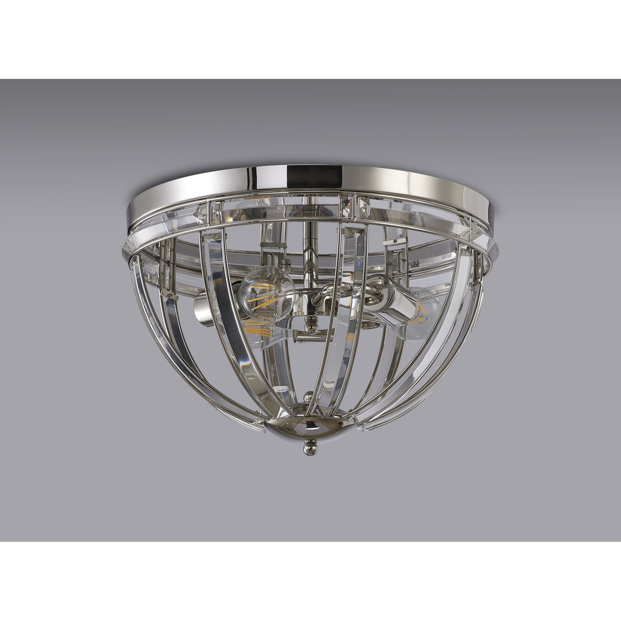 Fabula Woodford 3 Light Round Flush Light - Polished Nickel