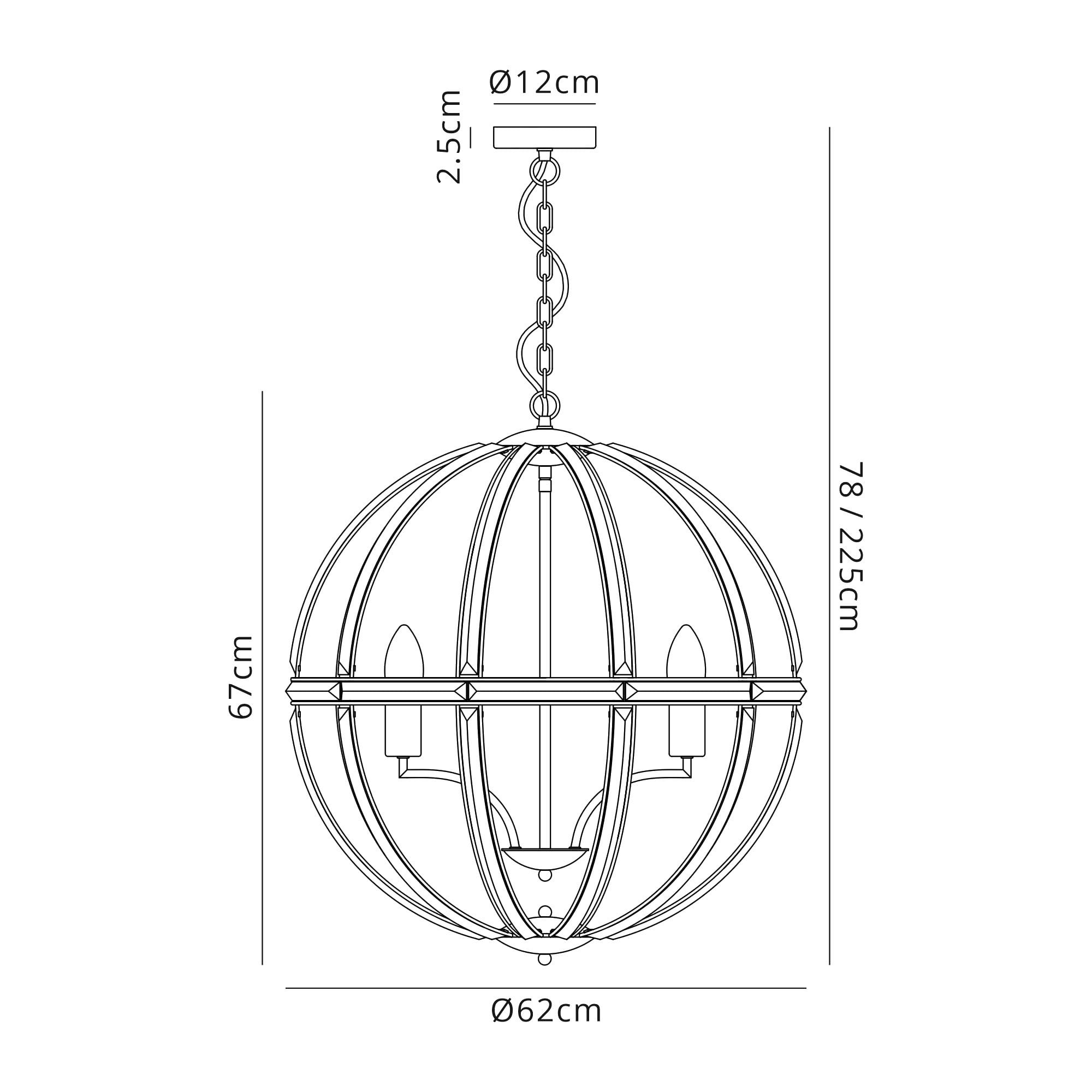Fabula Woodford Large 6 Light Round Pendant - Polished Nickel