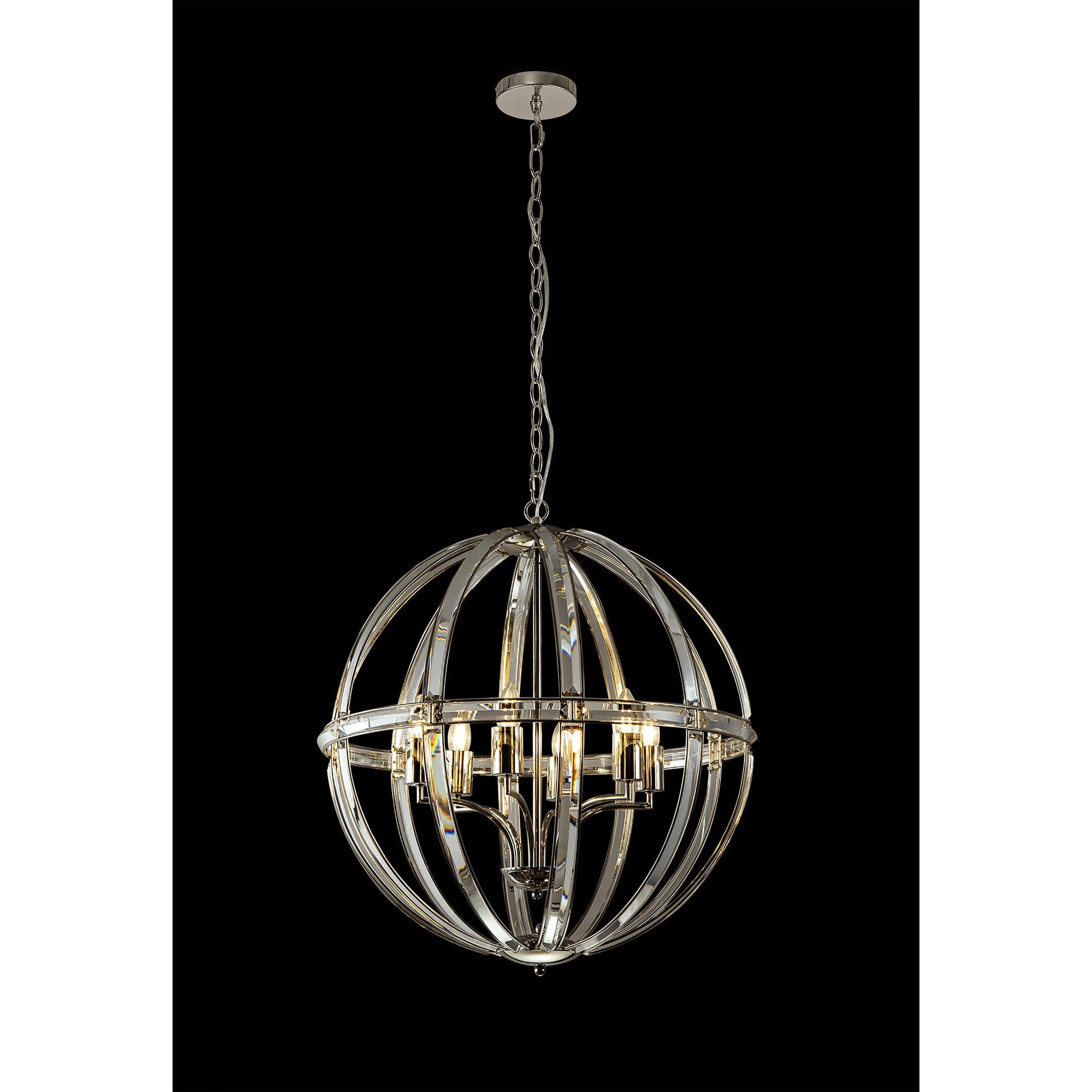 Fabula Woodford Large 6 Light Round Pendant - Polished Nickel