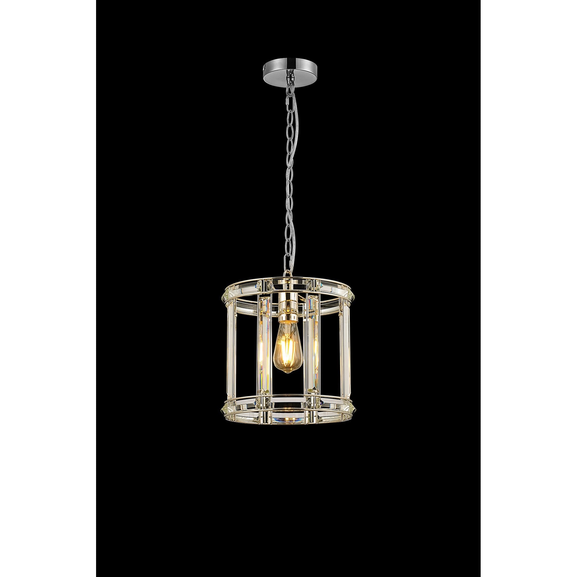 Fabula Woodford Single Round Drum Semi-Flush/Pendant - Polished Nickel