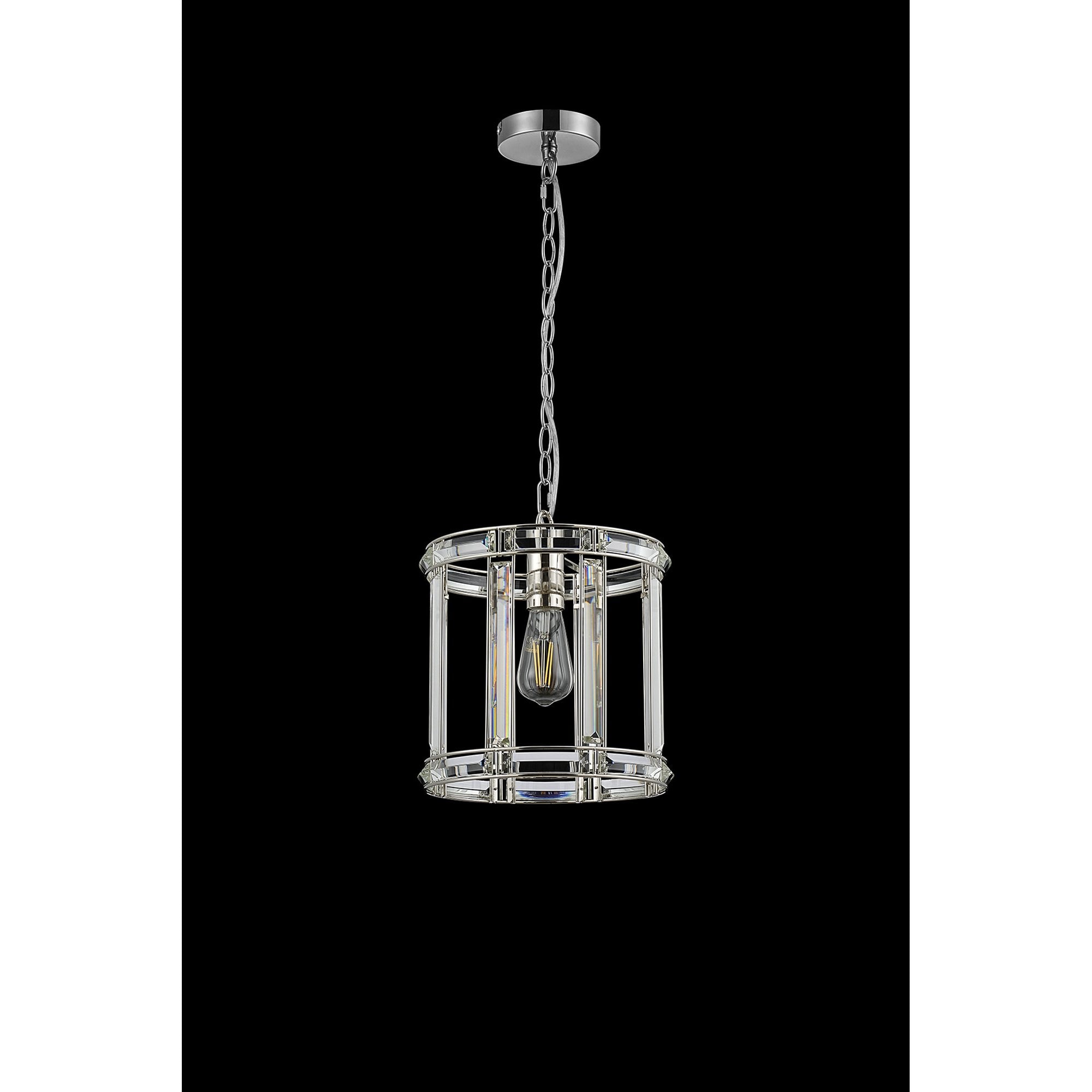 Fabula Woodford Single Round Drum Semi-Flush/Pendant - Polished Nickel