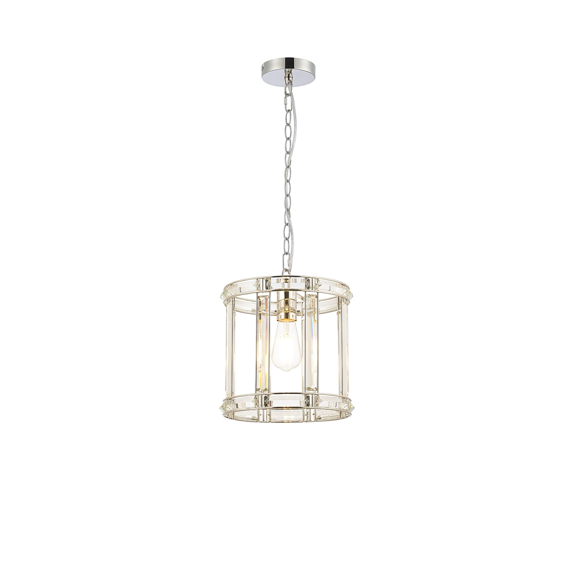 Fabula Woodford Single Round Drum Semi-Flush/Pendant - Polished Nickel