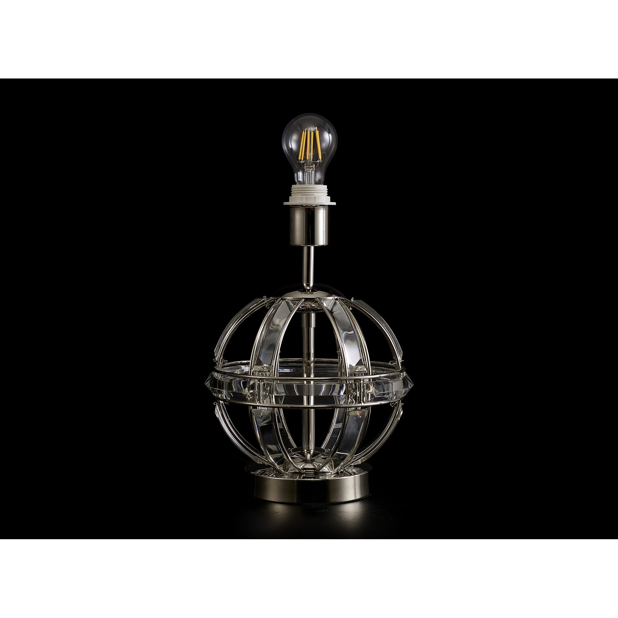 Fabula Woodford Single Round Table Lamp Base - Polished Nickel - Base Only