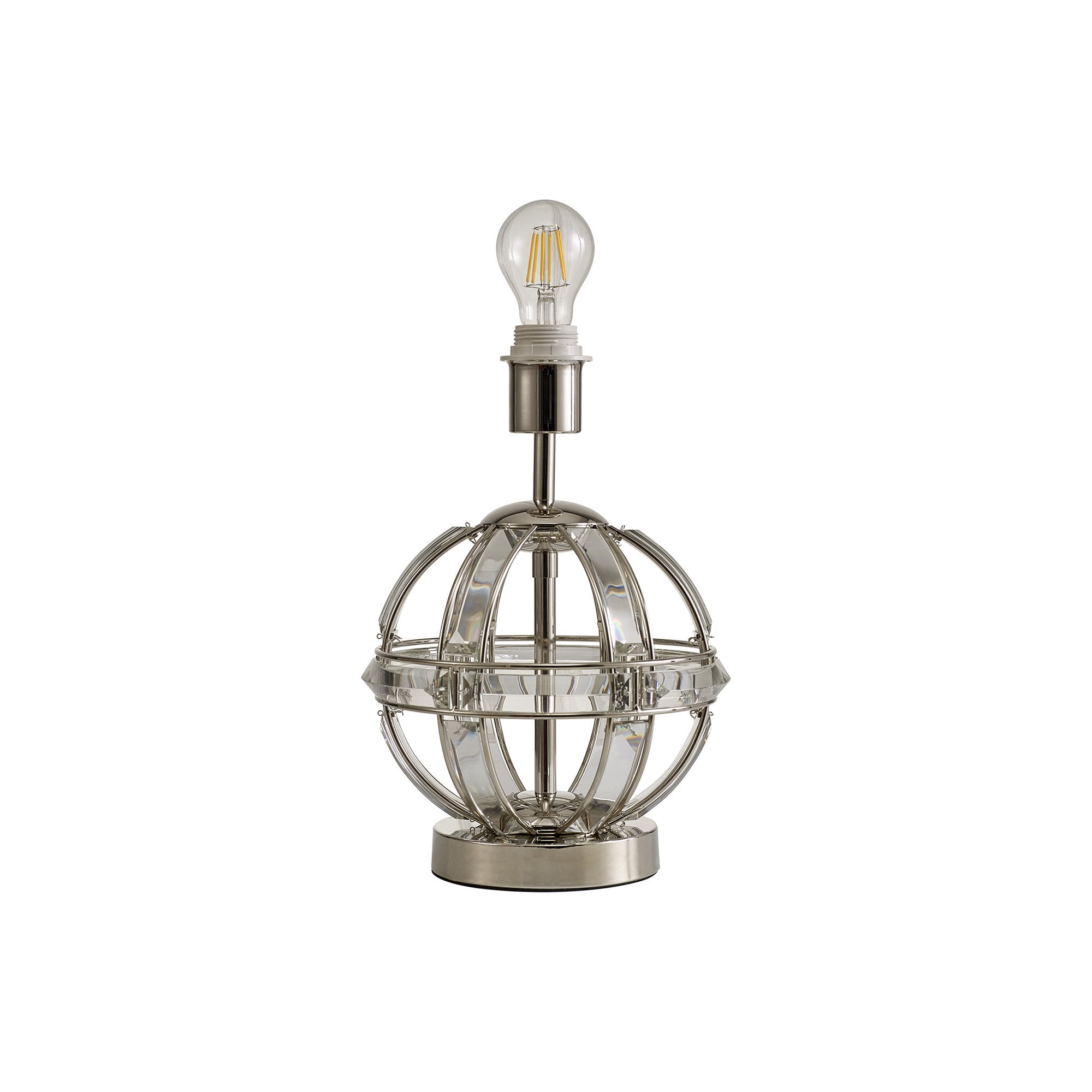 Fabula Woodford Single Round Table Lamp Base - Polished Nickel - Base Only