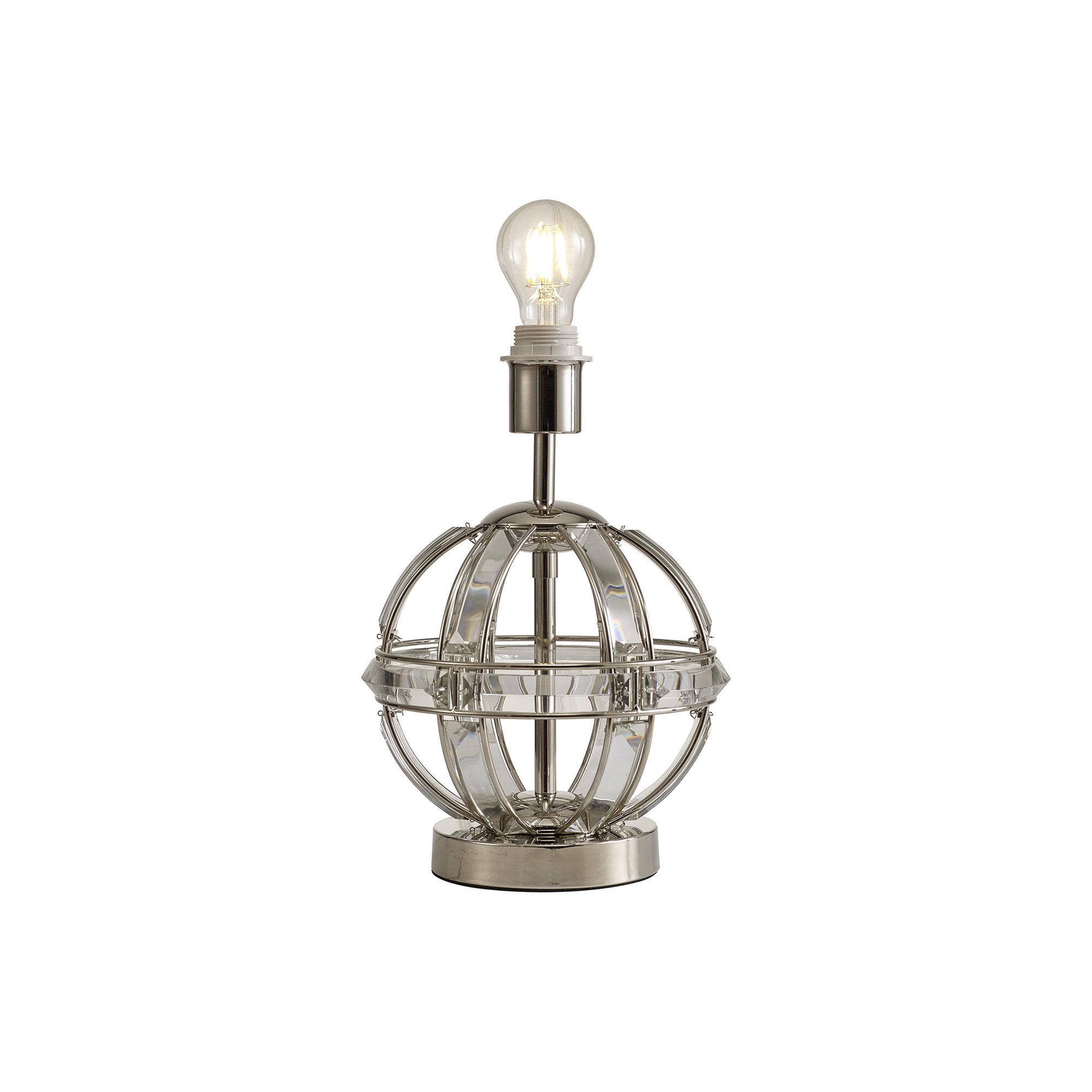 Fabula Woodford Single Round Table Lamp Base - Polished Nickel - Base Only