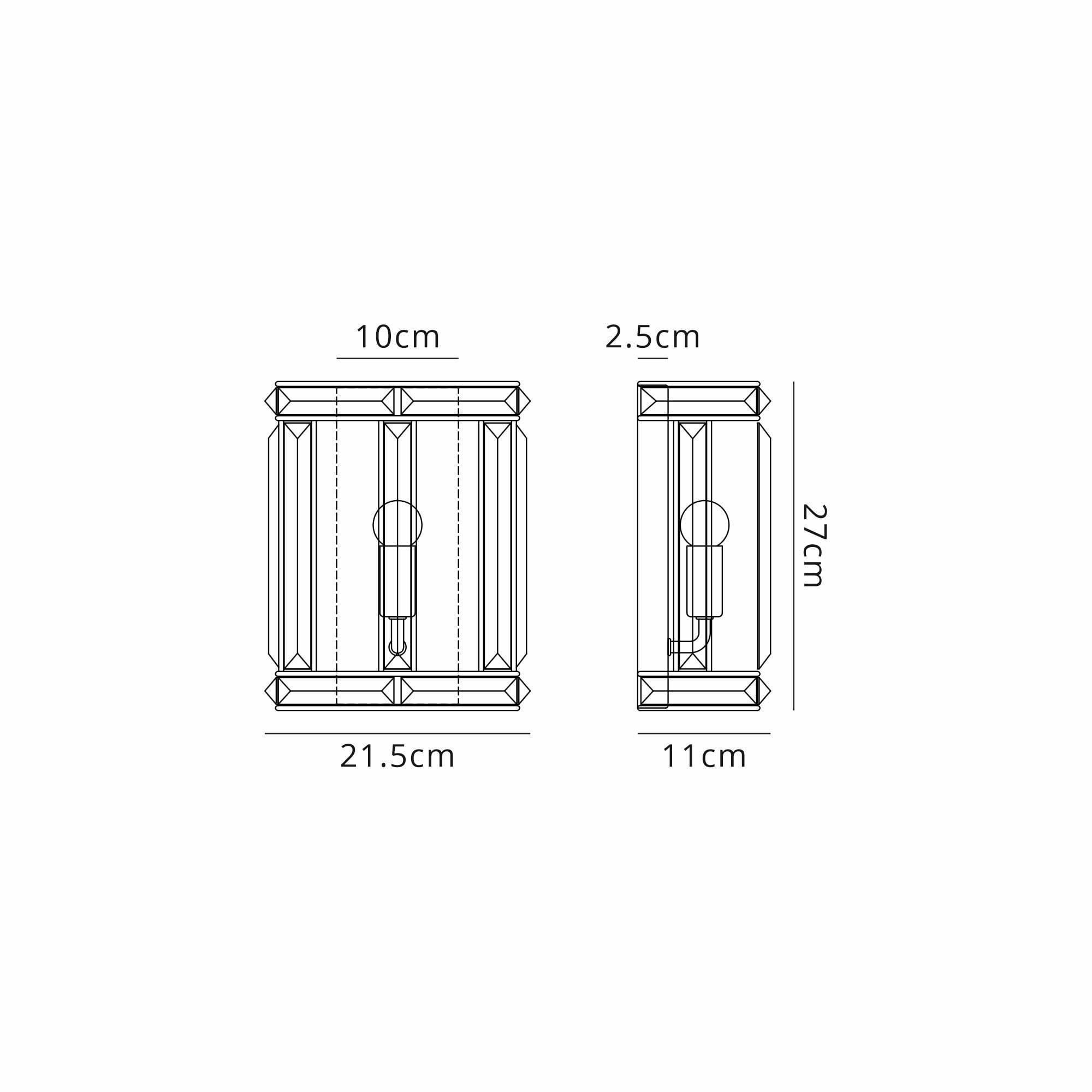 Fabula Woodford Single Square Wall Light - Polished Nickel