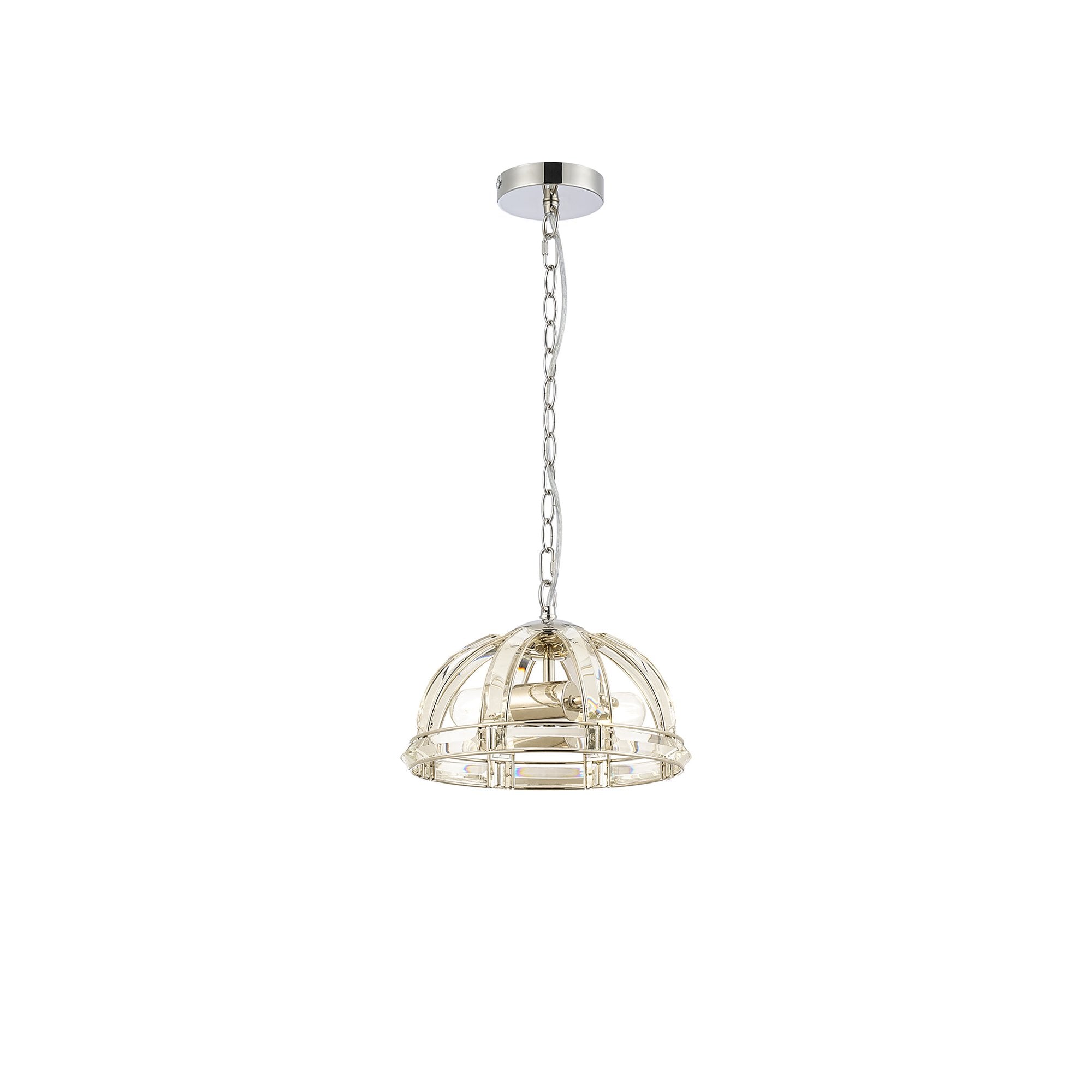 Fabula Woodford Small 2 Light Dome Pendant - Polished Nickel