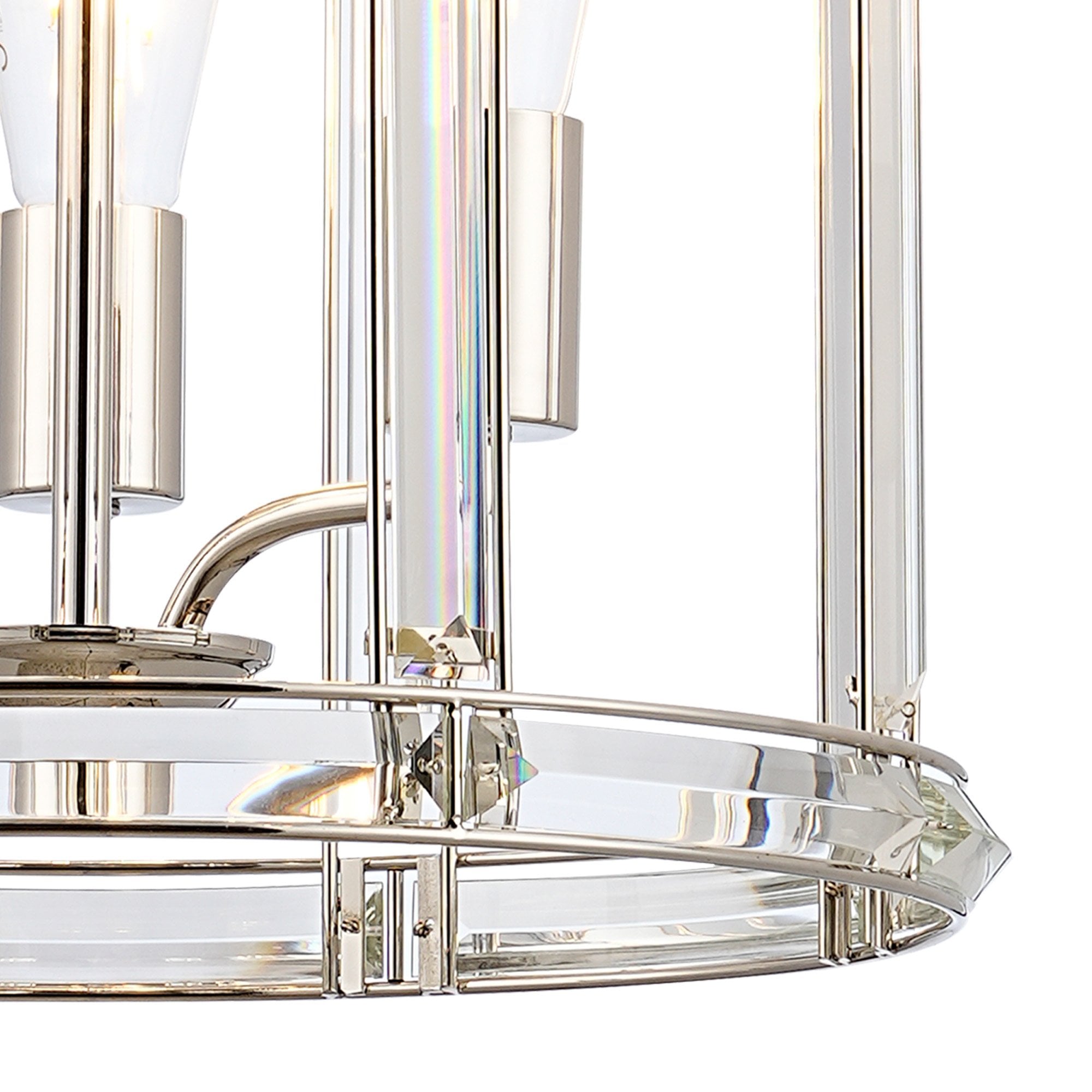 Fabula Woodford Small 6 Light Round Column Pendant - Polished Nickel