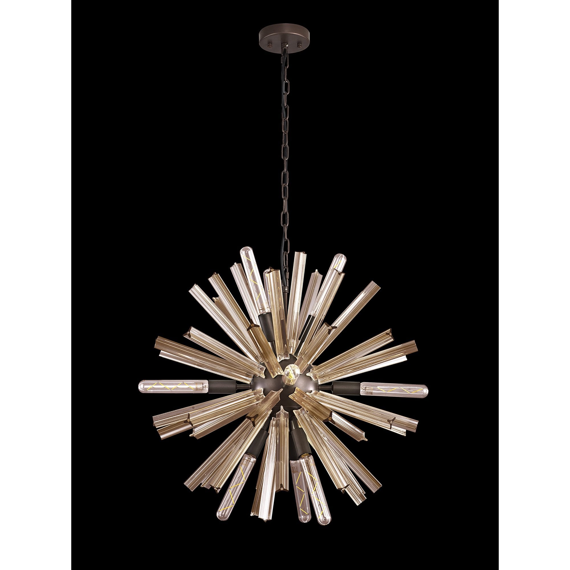 Fabula Wordworth 10 Light Round Pendant - Brown Oxide & Champagne Gold Glass