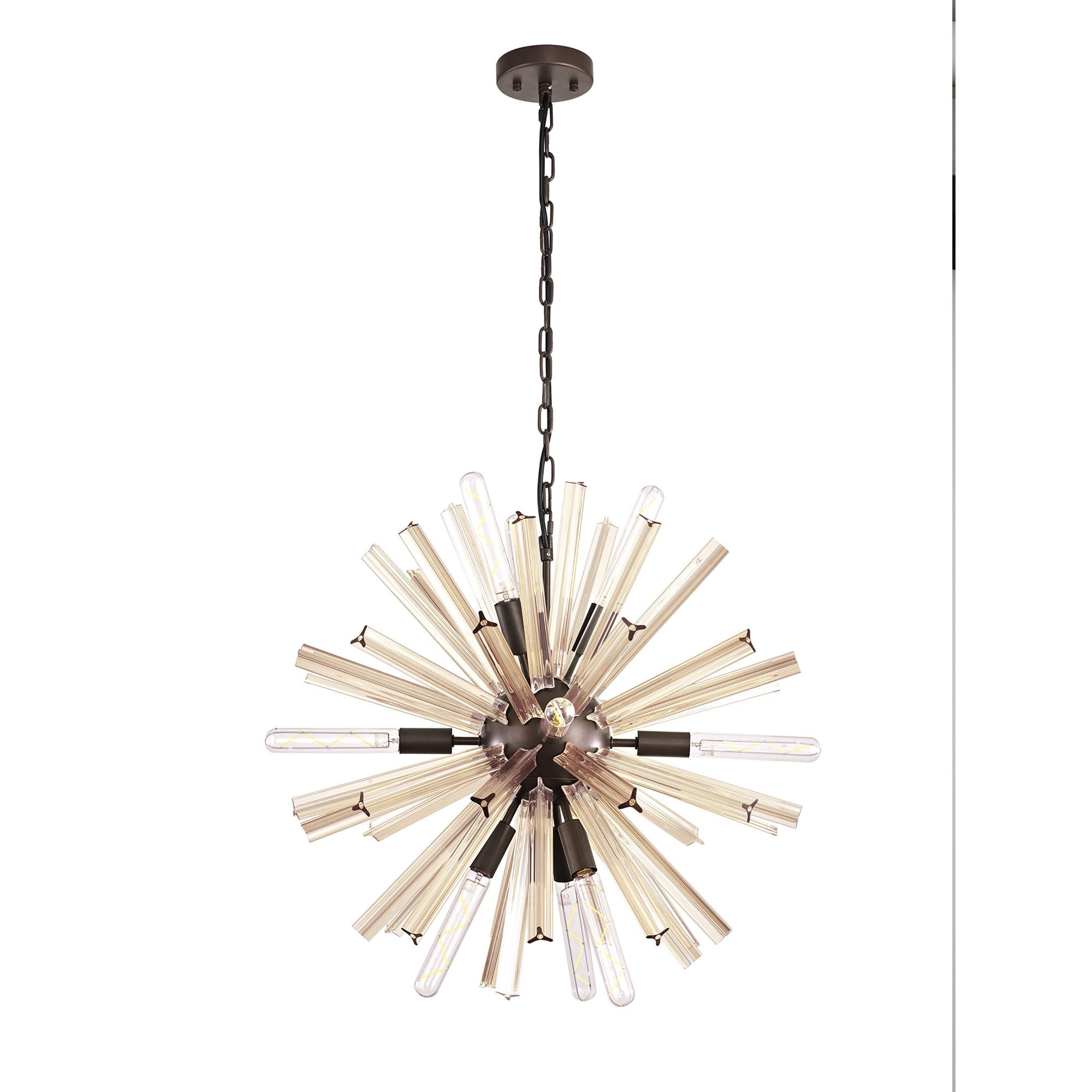 Fabula Wordworth 10 Light Round Pendant - Brown Oxide & Champagne Gold Glass