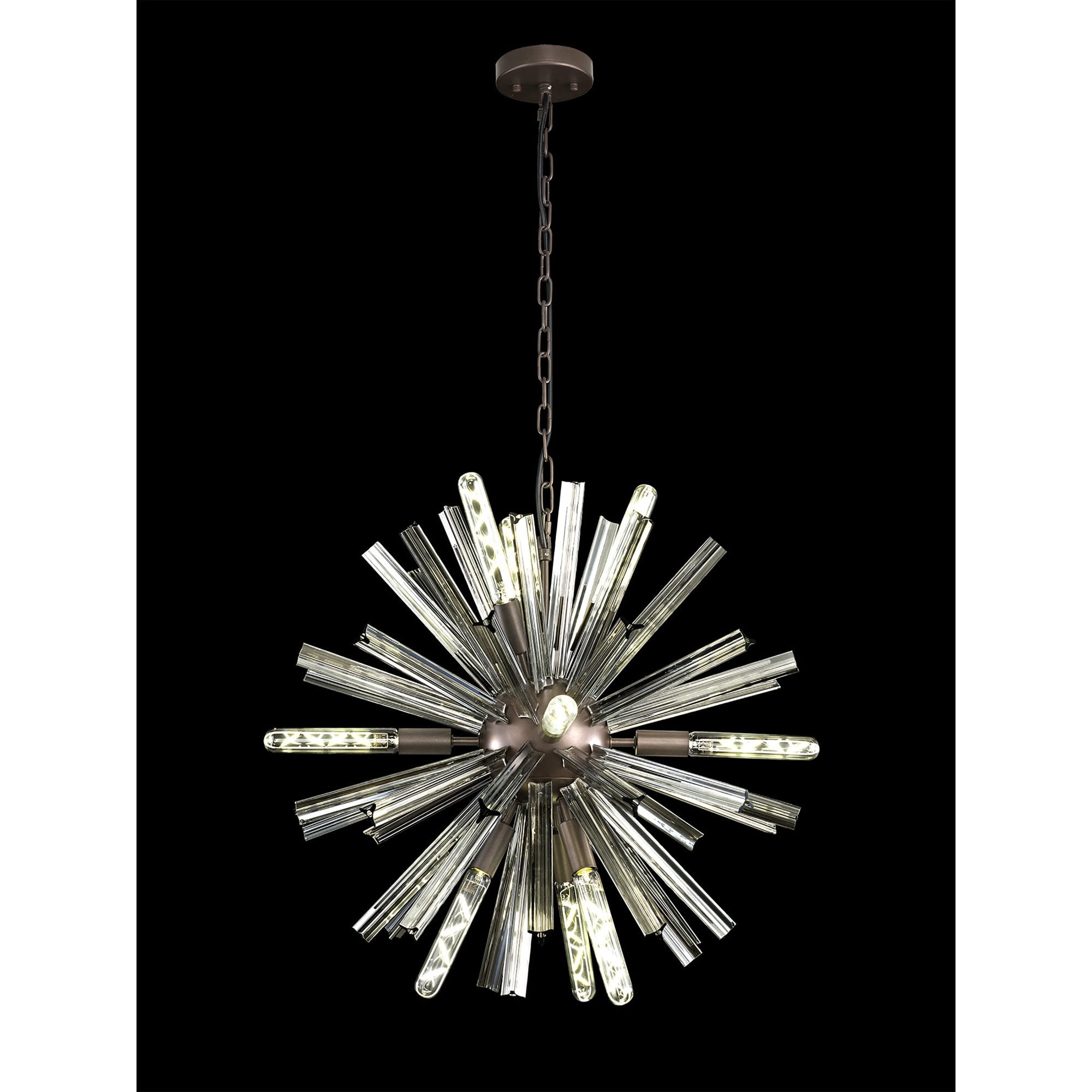Fabula Wordworth 10 Light Round Pendant - Brown Oxide & Smoke Glass