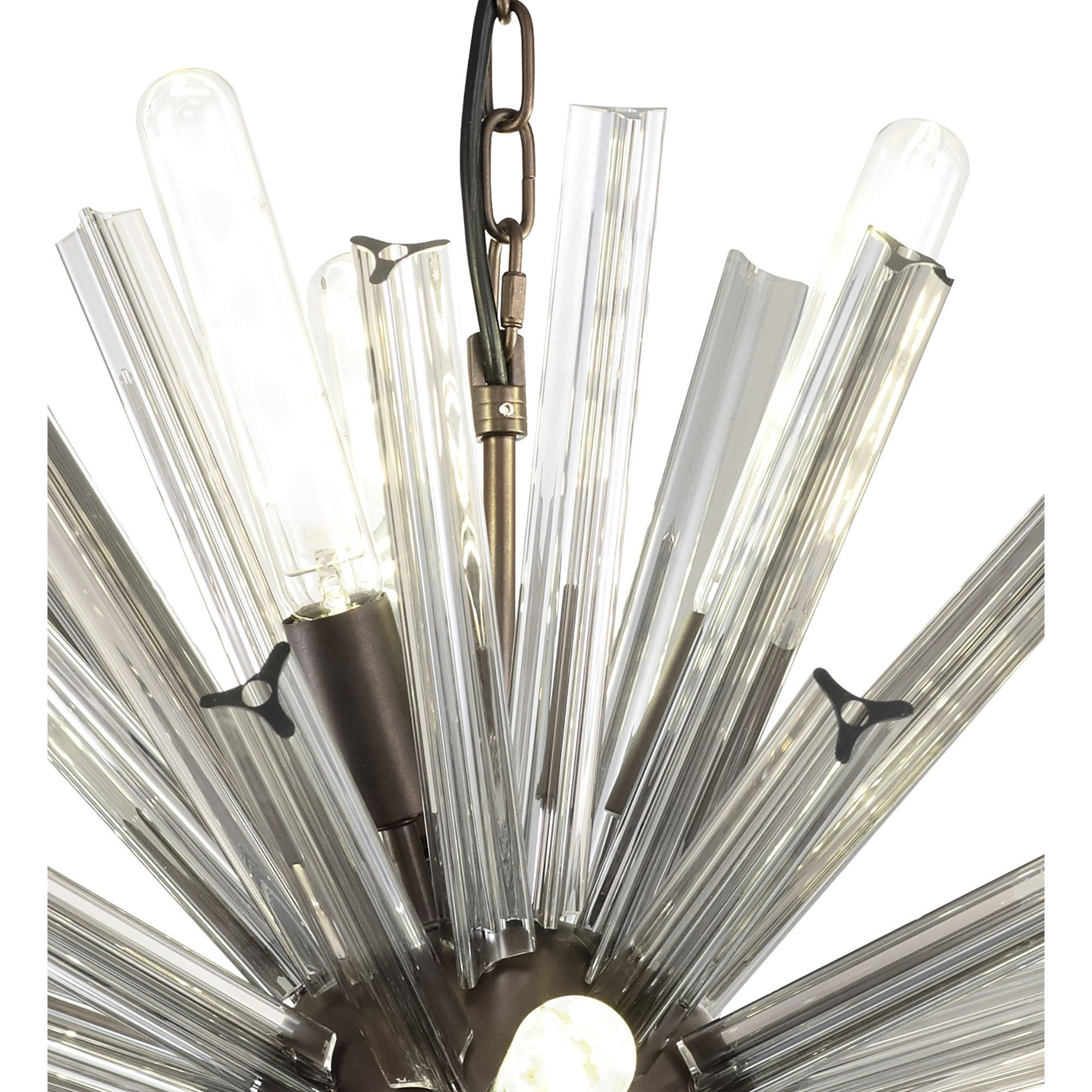 Fabula Wordworth 10 Light Round Pendant - Brown Oxide & Smoke Glass