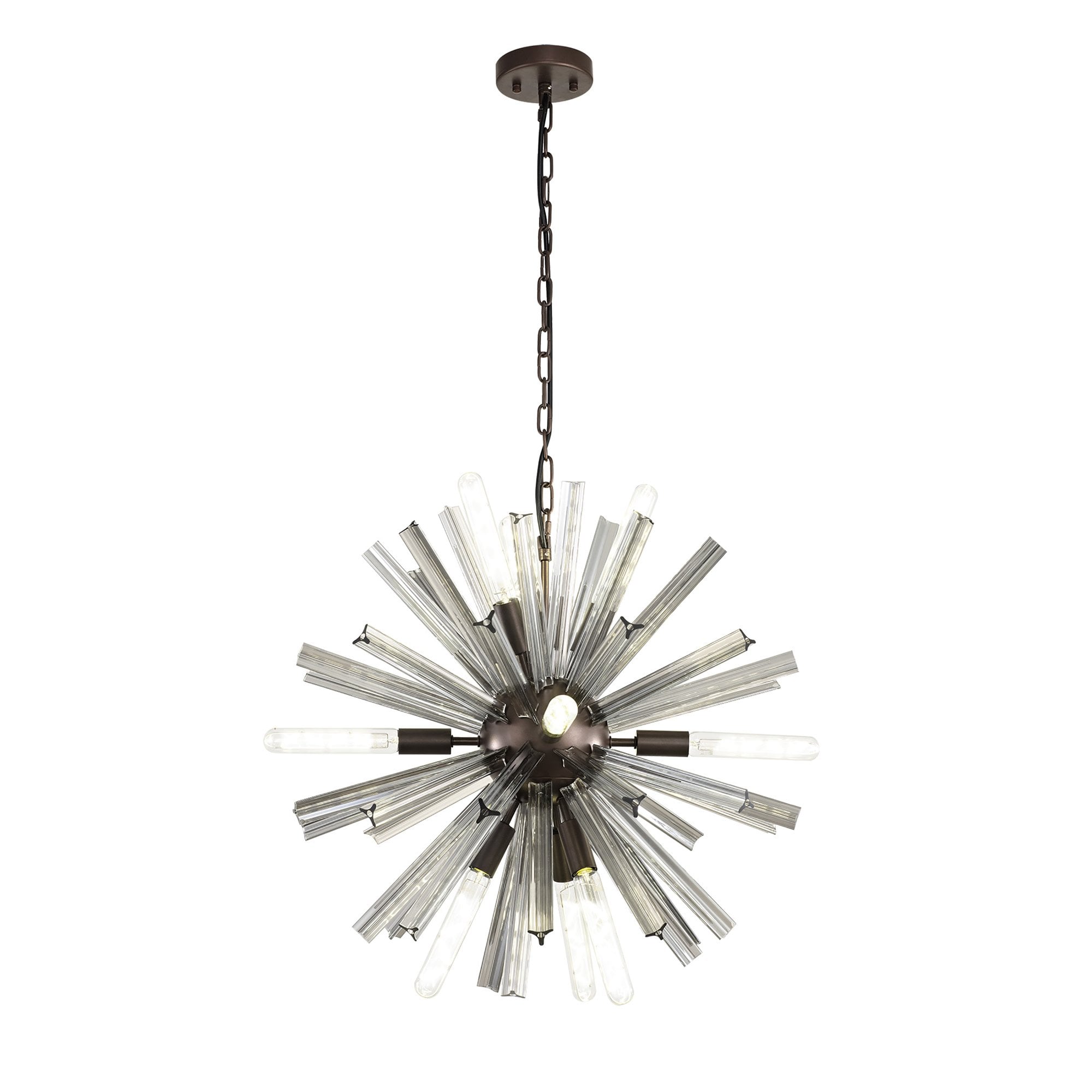 Fabula Wordworth 10 Light Round Pendant - Brown Oxide & Smoke Glass