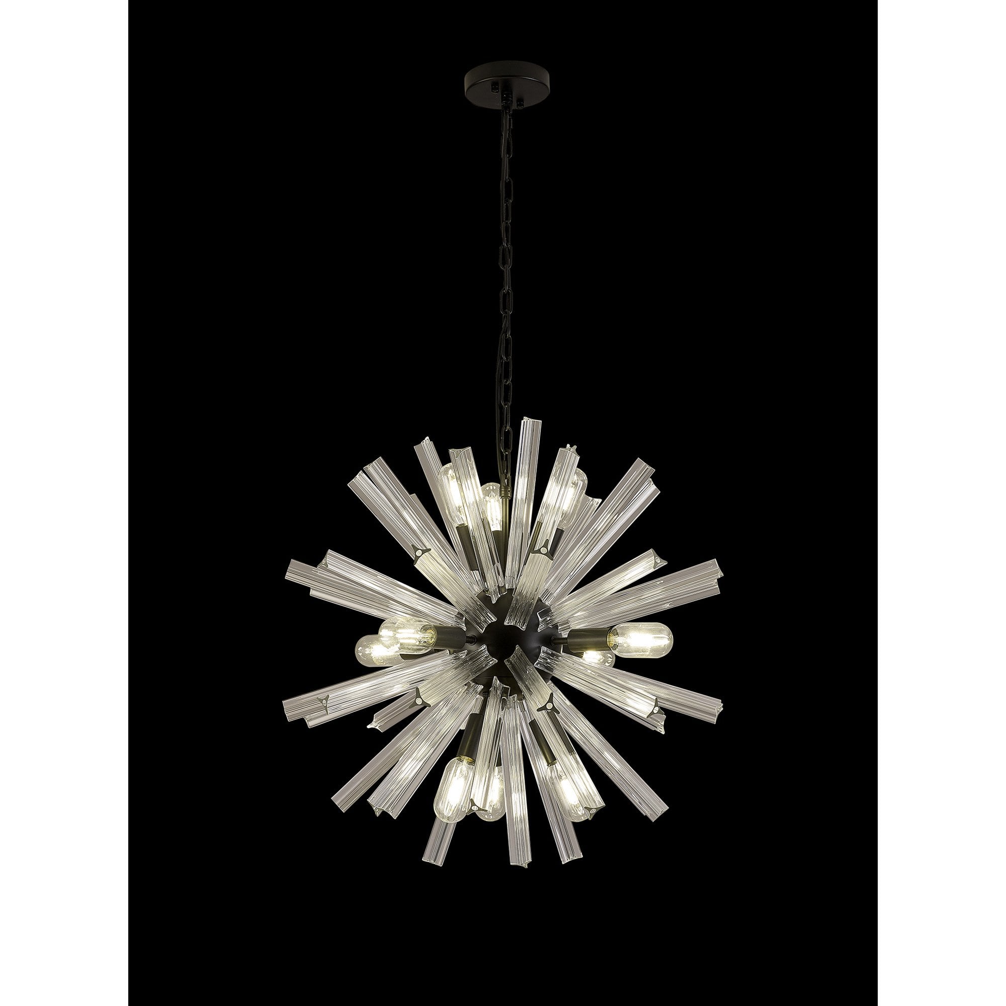 Fabula Wordworth 10 Light Round Pendant - Matt Black & Clear Glass