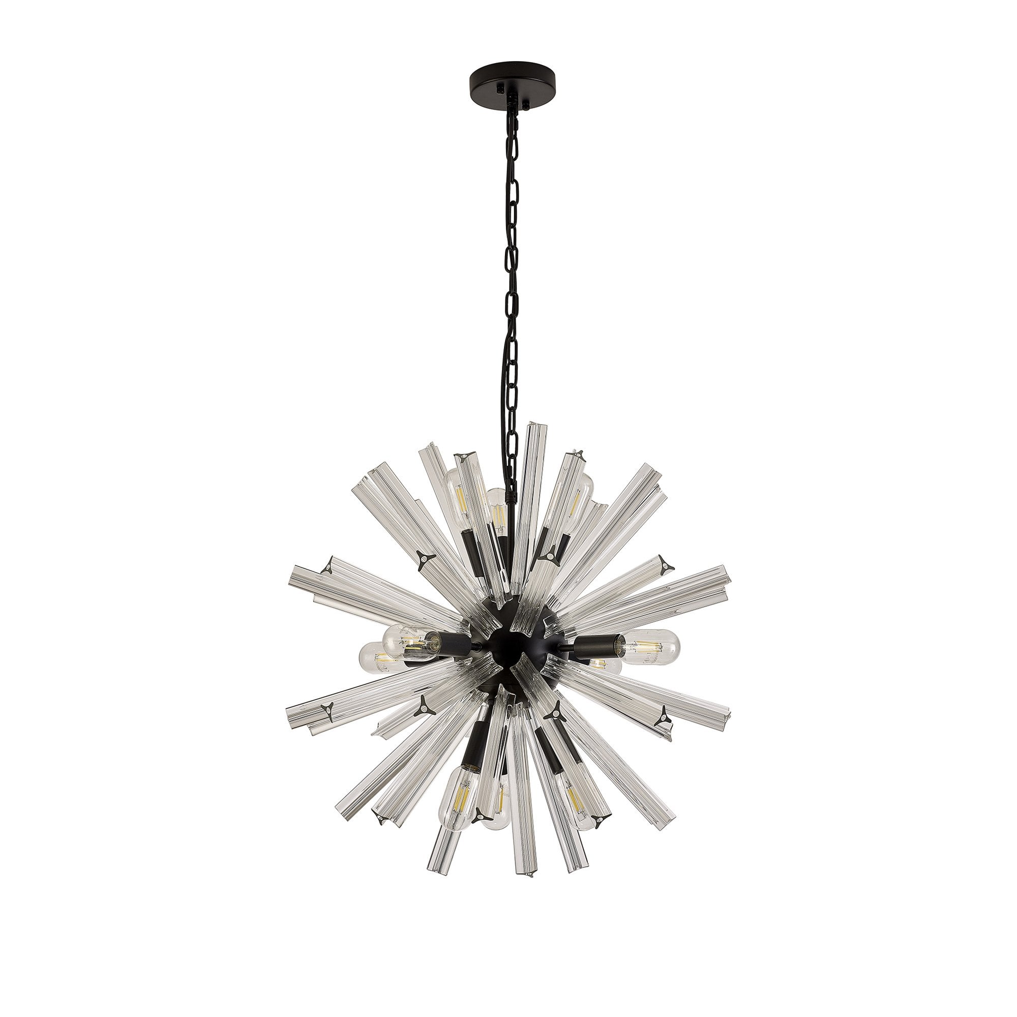 Fabula Wordworth 10 Light Round Pendant - Matt Black & Clear Glass