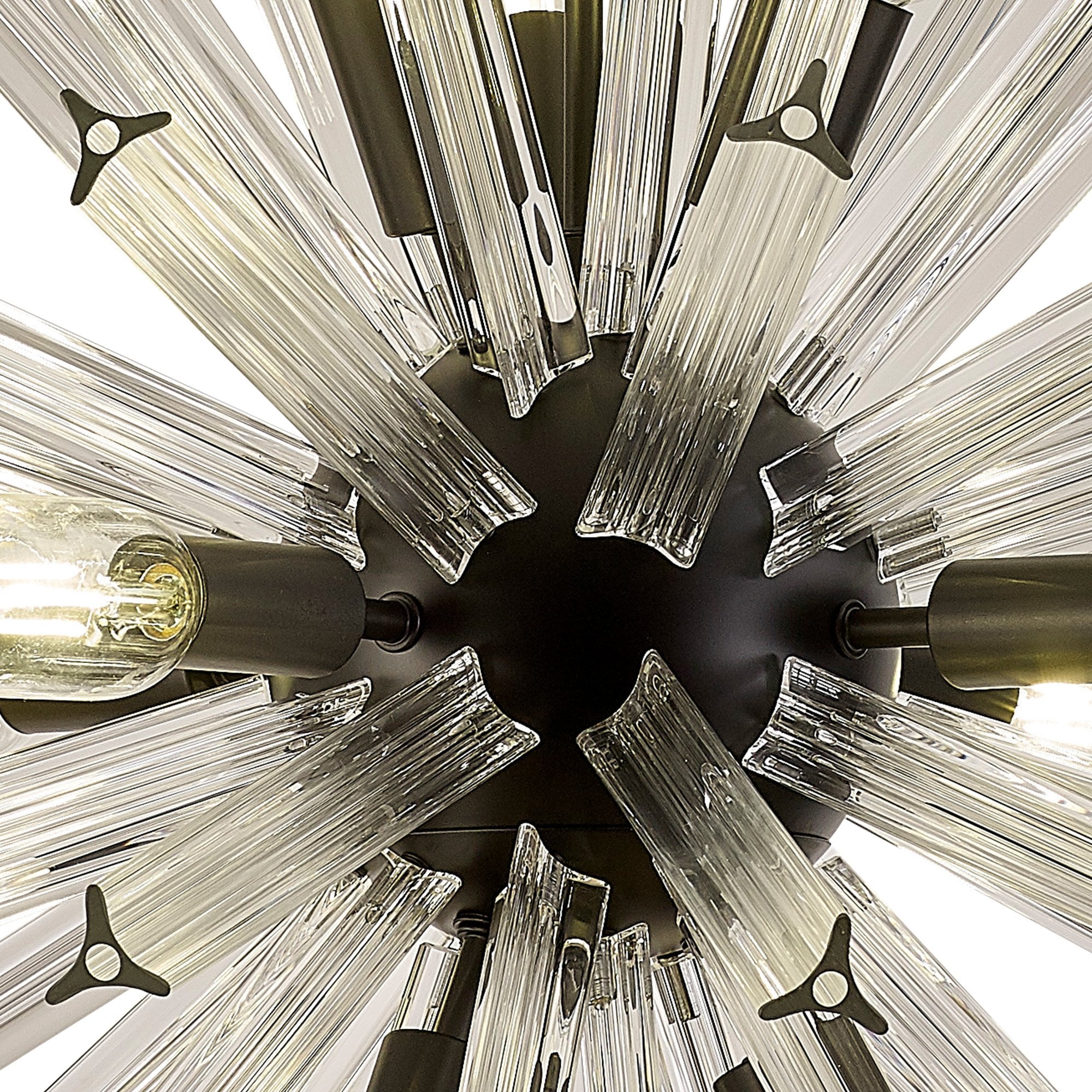 Fabula Wordworth 10 Light Round Pendant - Matt Black & Clear Glass