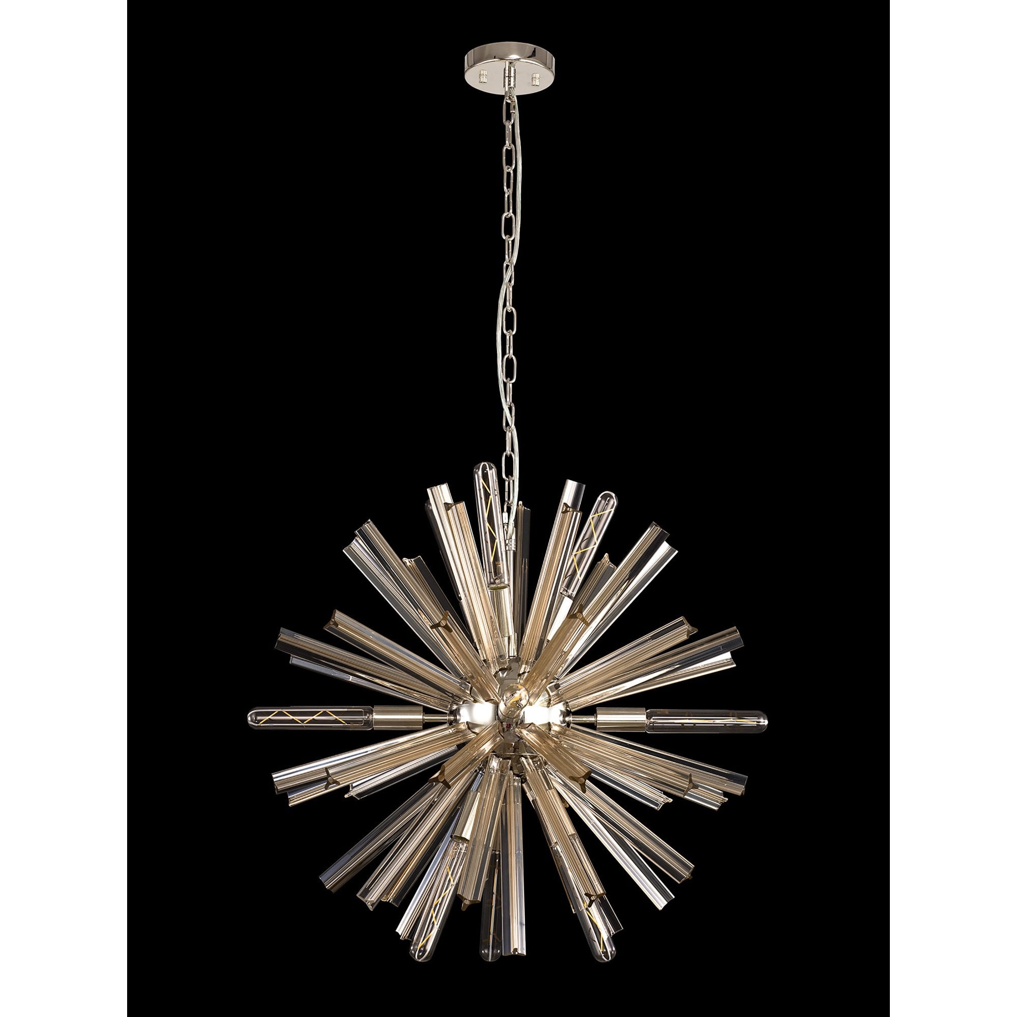 Fabula Wordworth 10 Light Round Pendant - Polished Nickel & Champagne Gold Glass