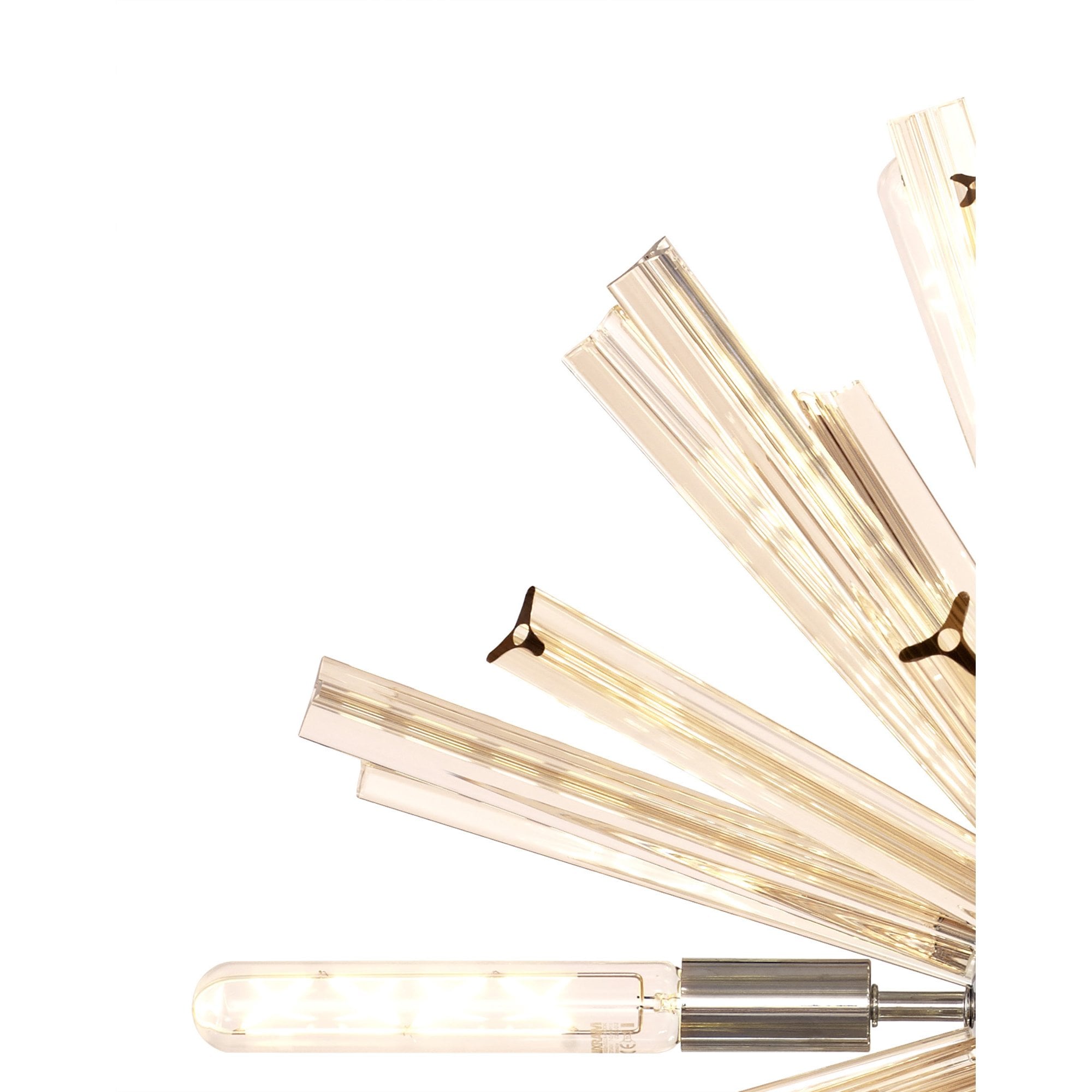 Fabula Wordworth 10 Light Round Pendant - Polished Nickel & Champagne Gold Glass