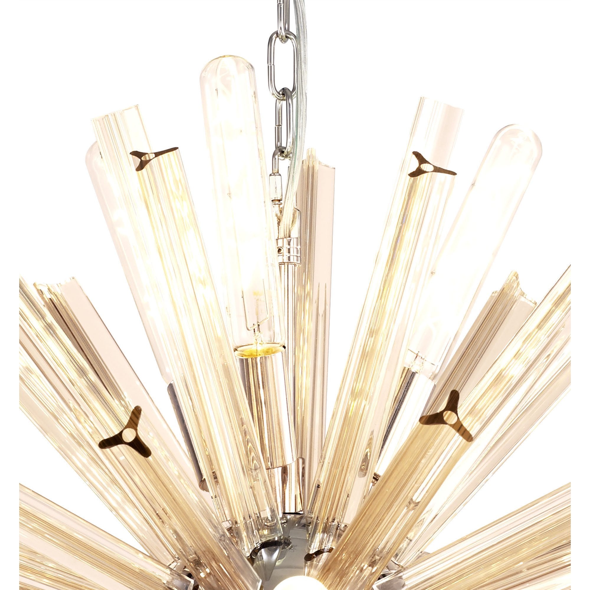Fabula Wordworth 10 Light Round Pendant - Polished Nickel & Champagne Gold Glass