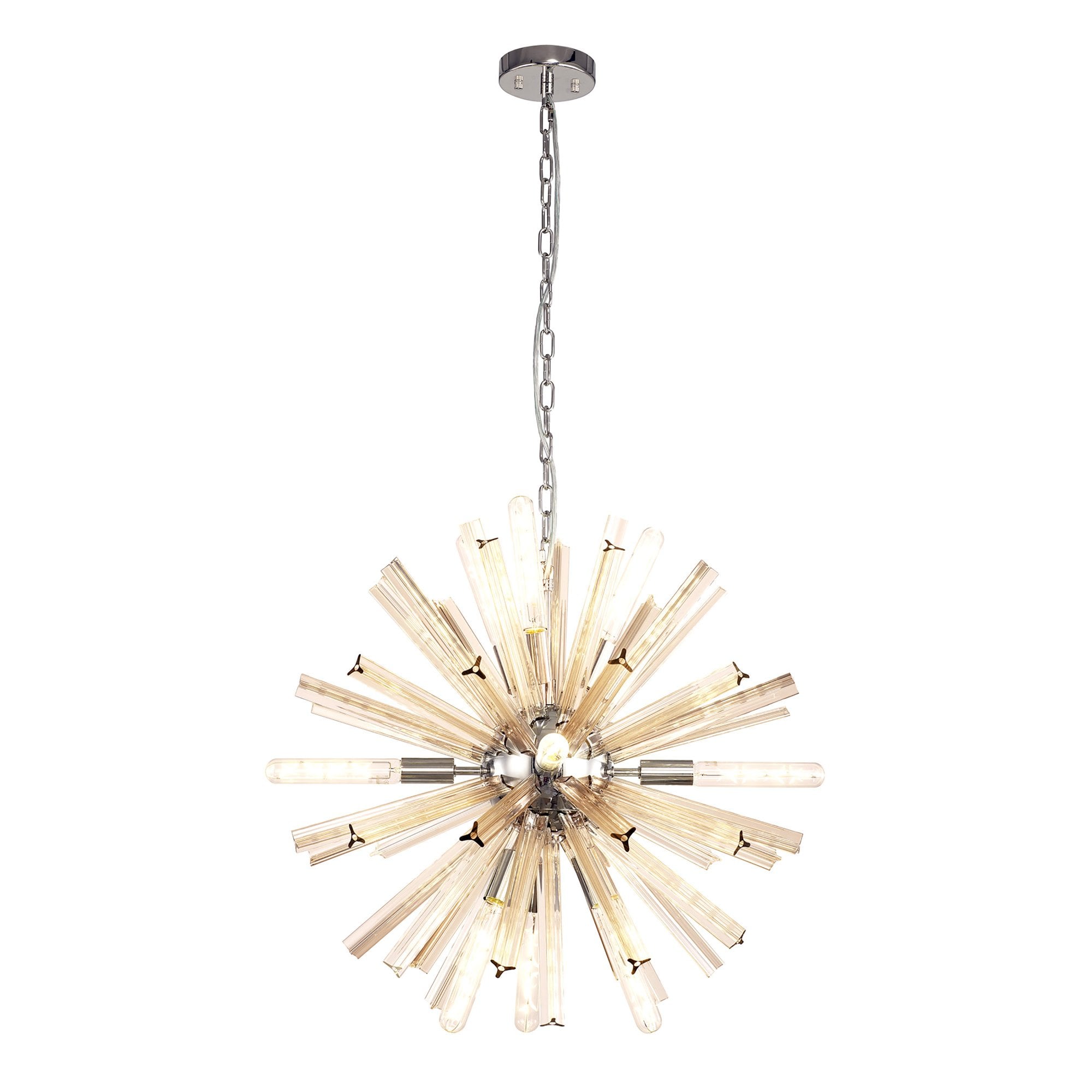 Fabula Wordworth 10 Light Round Pendant - Polished Nickel & Champagne Gold Glass