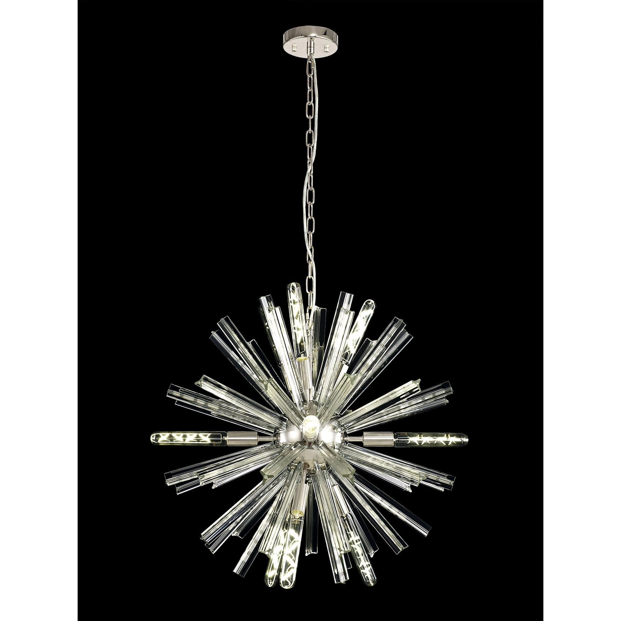 Fabula Wordworth 10 Light Round Pendant - Polished Nickel & Clear Glass