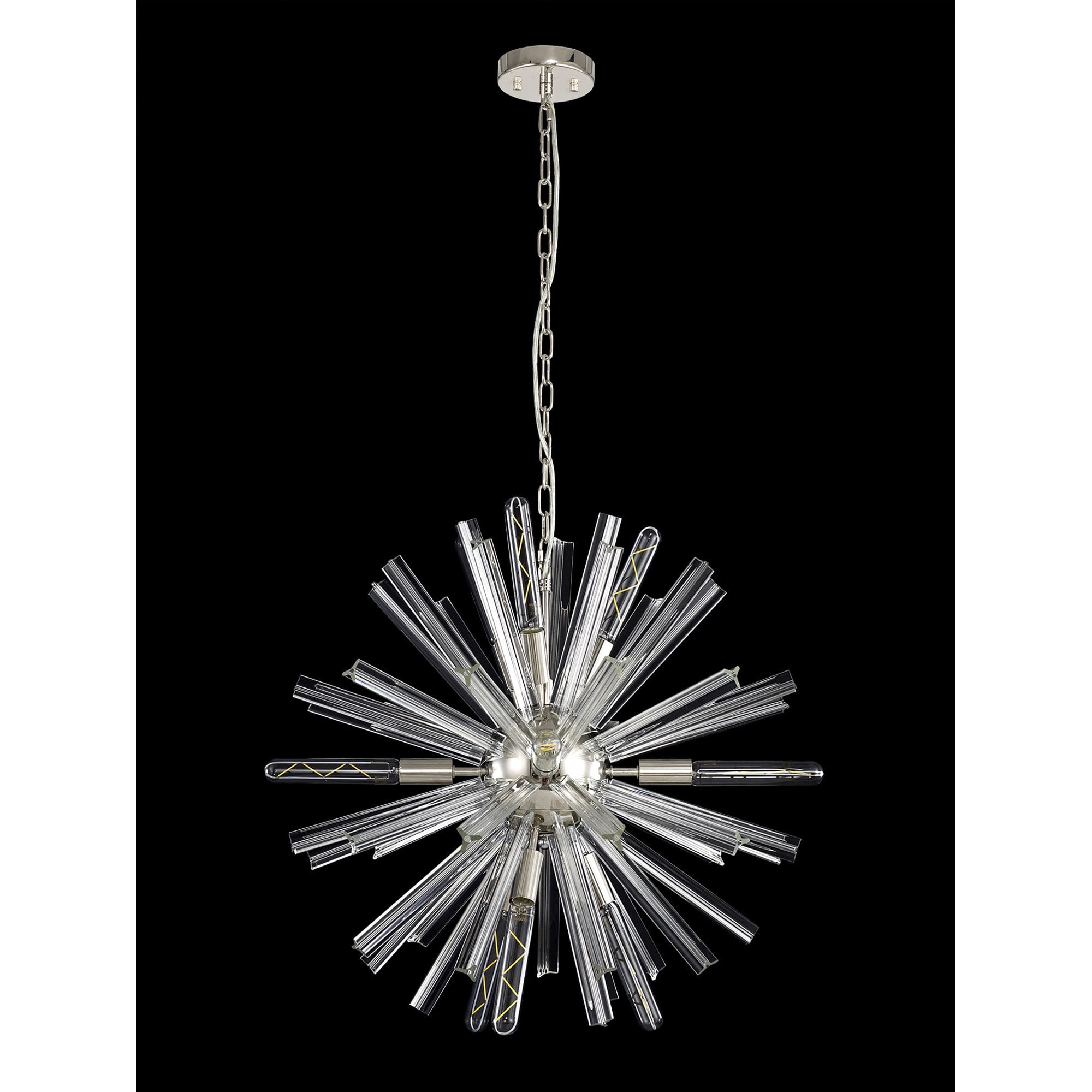 Fabula Wordworth 10 Light Round Pendant - Polished Nickel & Clear Glass