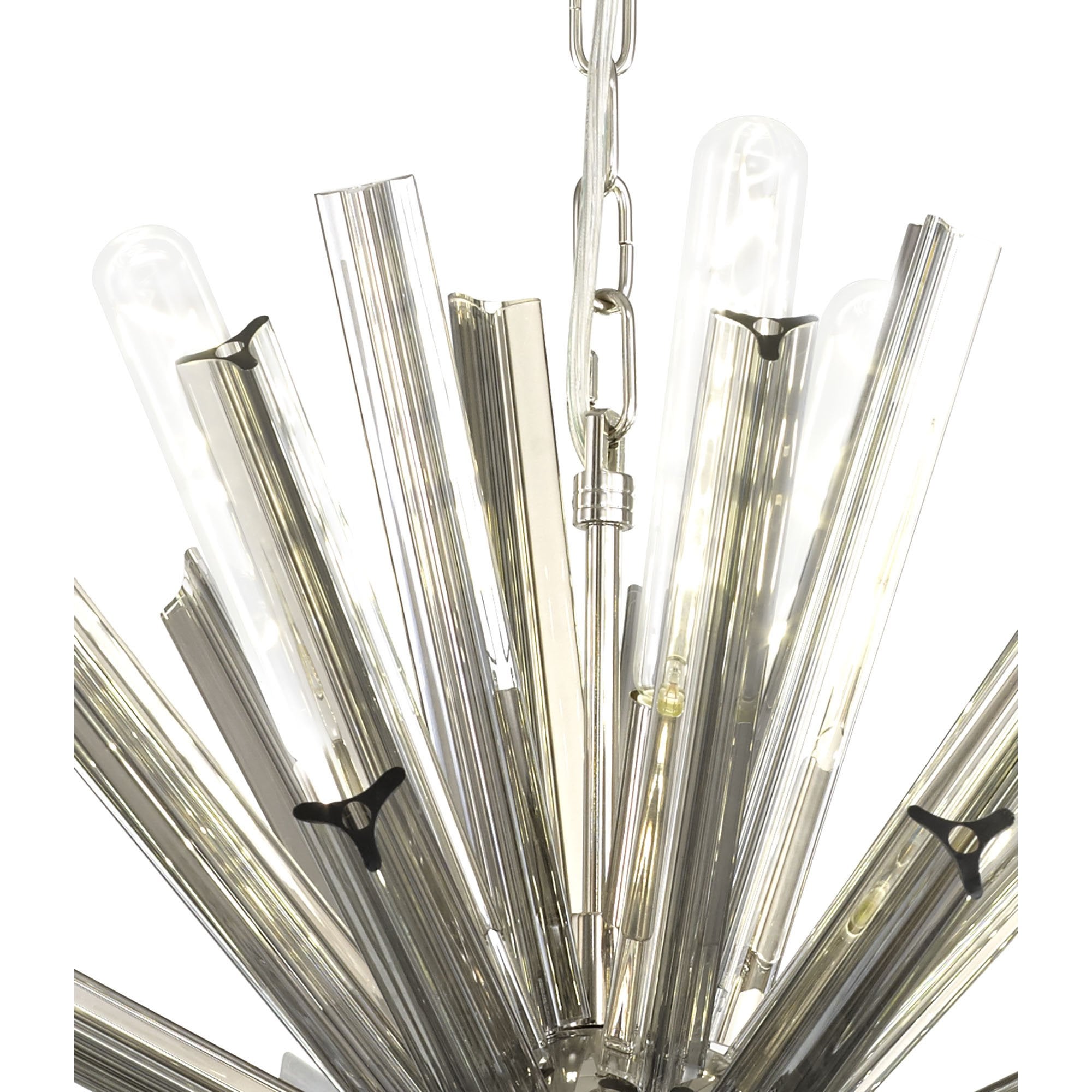 Fabula Wordworth 10 Light Round Pendant - Polished Nickel & Smoke Glass