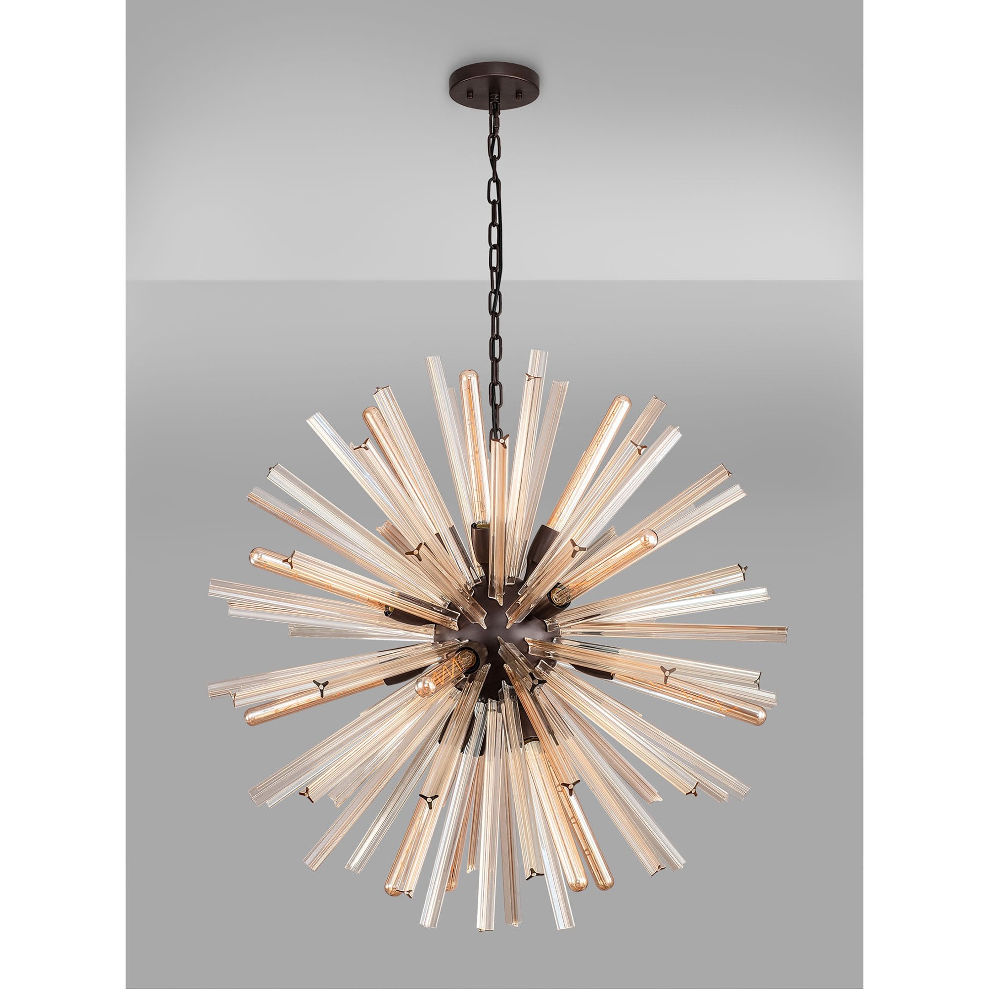 Fabula Wordworth 16 Light Round Pendant - Brown Oxide & Champagne Gold Glass