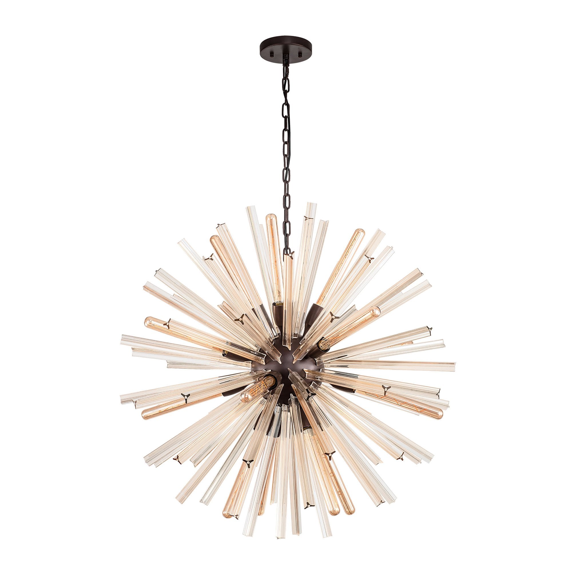 Fabula Wordworth 16 Light Round Pendant - Brown Oxide & Champagne Gold Glass