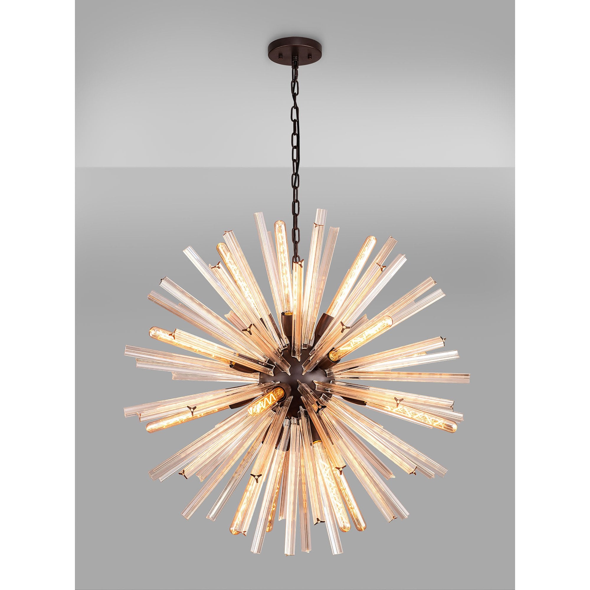 Fabula Wordworth 16 Light Round Pendant - Brown Oxide & Champagne Gold Glass