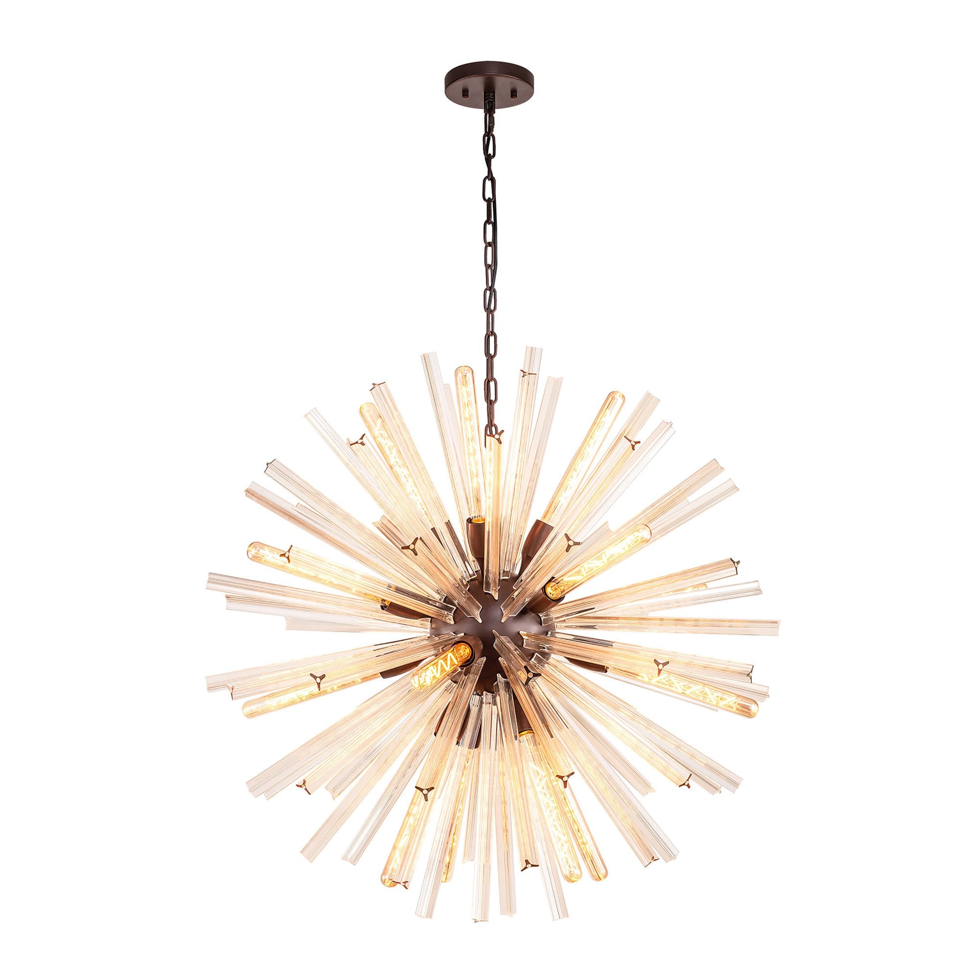 Fabula Wordworth 16 Light Round Pendant - Brown Oxide & Champagne Gold Glass