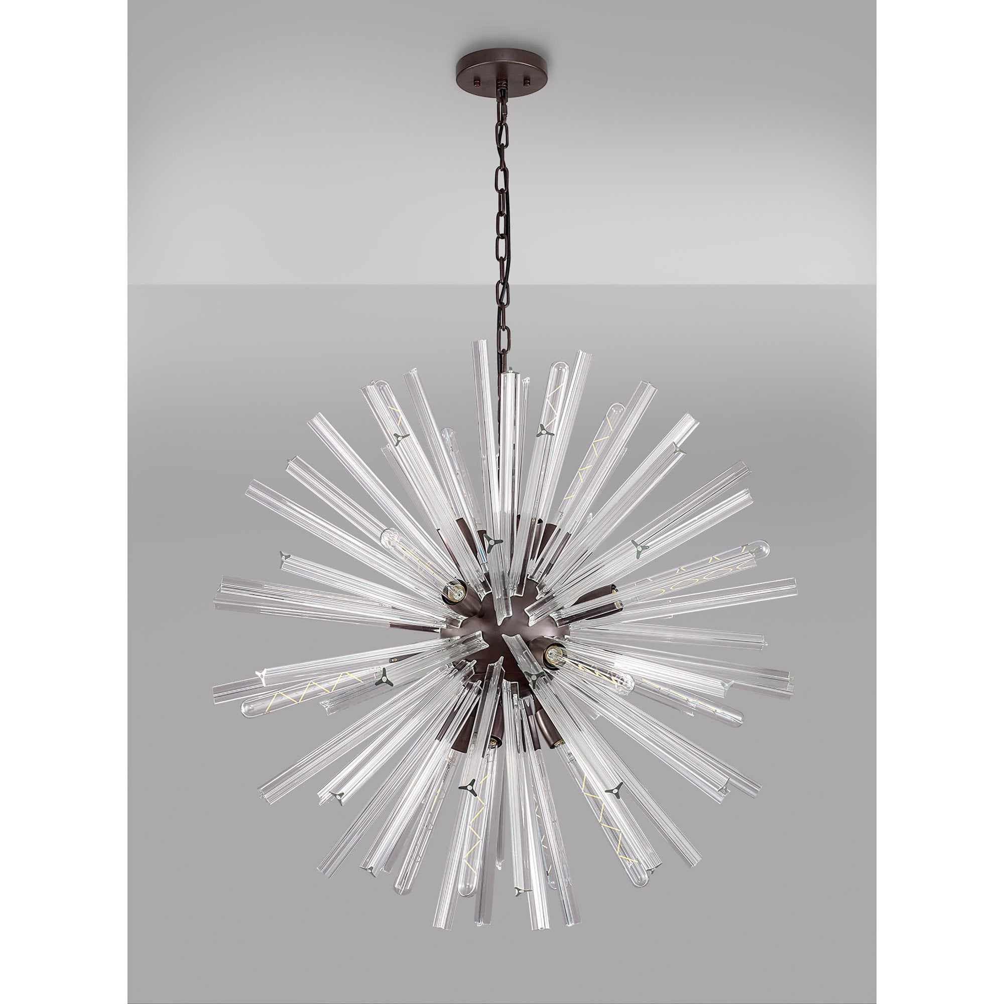 Fabula Wordworth 16 Light Round Pendant - Brown Oxide & Clear Glass