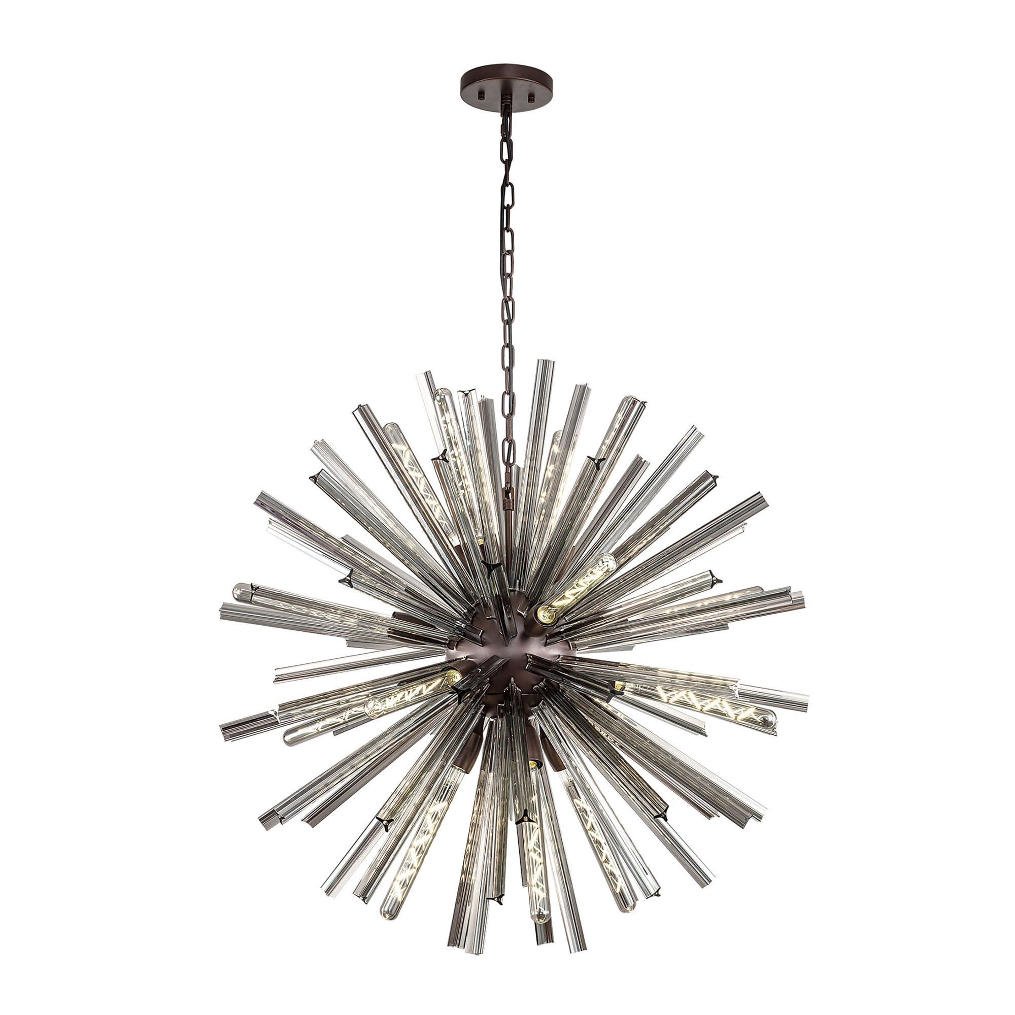Fabula Wordworth 16 Light Round Pendant - Brown Oxide & Smoke Glass