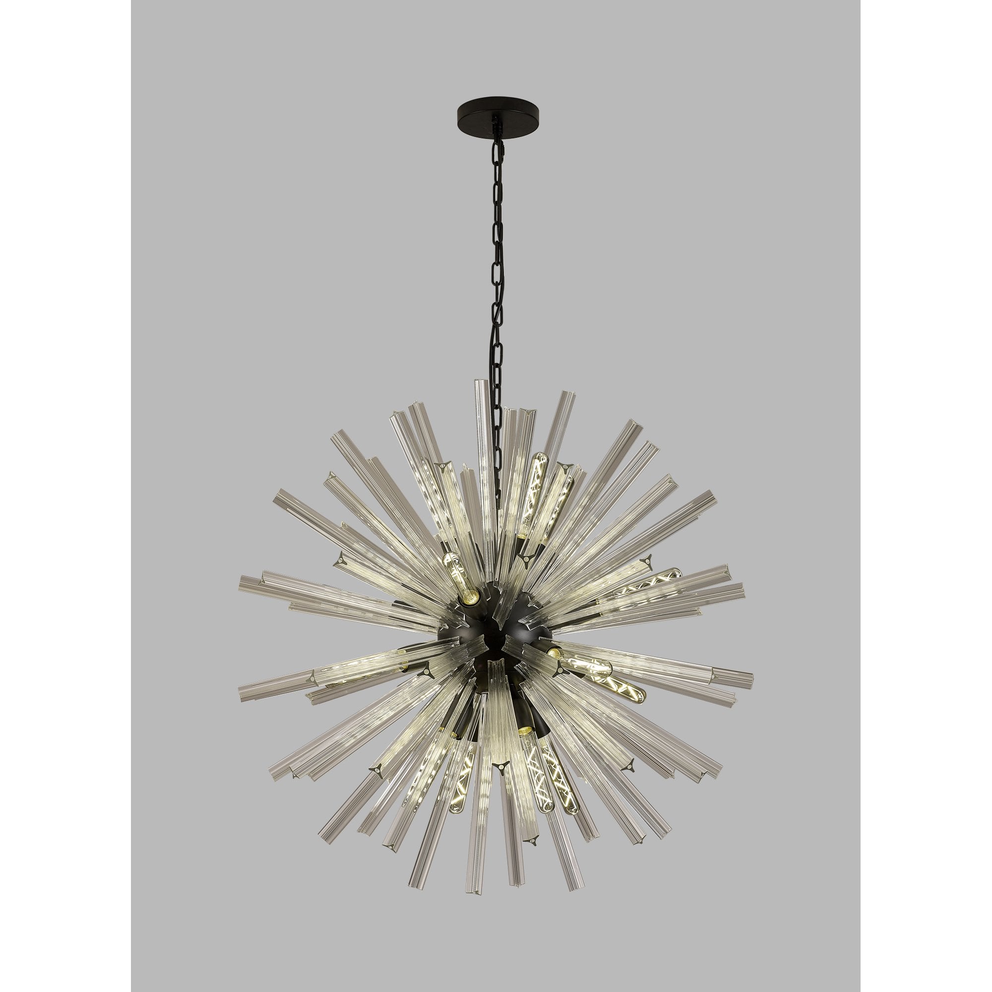 Fabula Wordworth 16 Light Round Pendant - Matt Black & Clear Glass