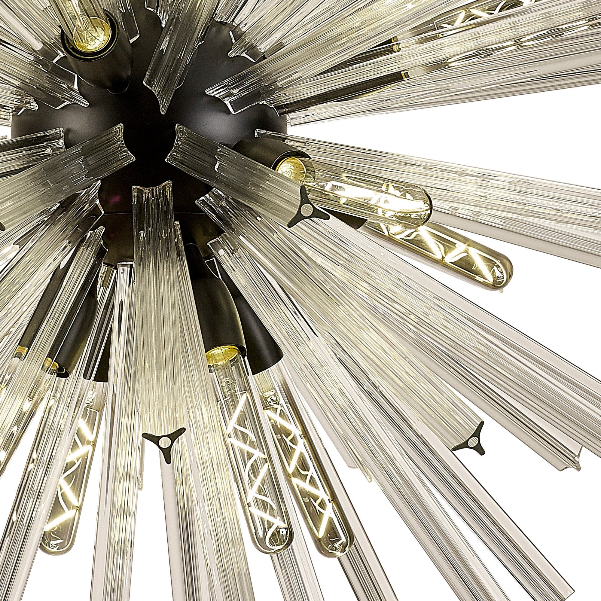 Fabula Wordworth 16 Light Round Pendant - Matt Black & Clear Glass