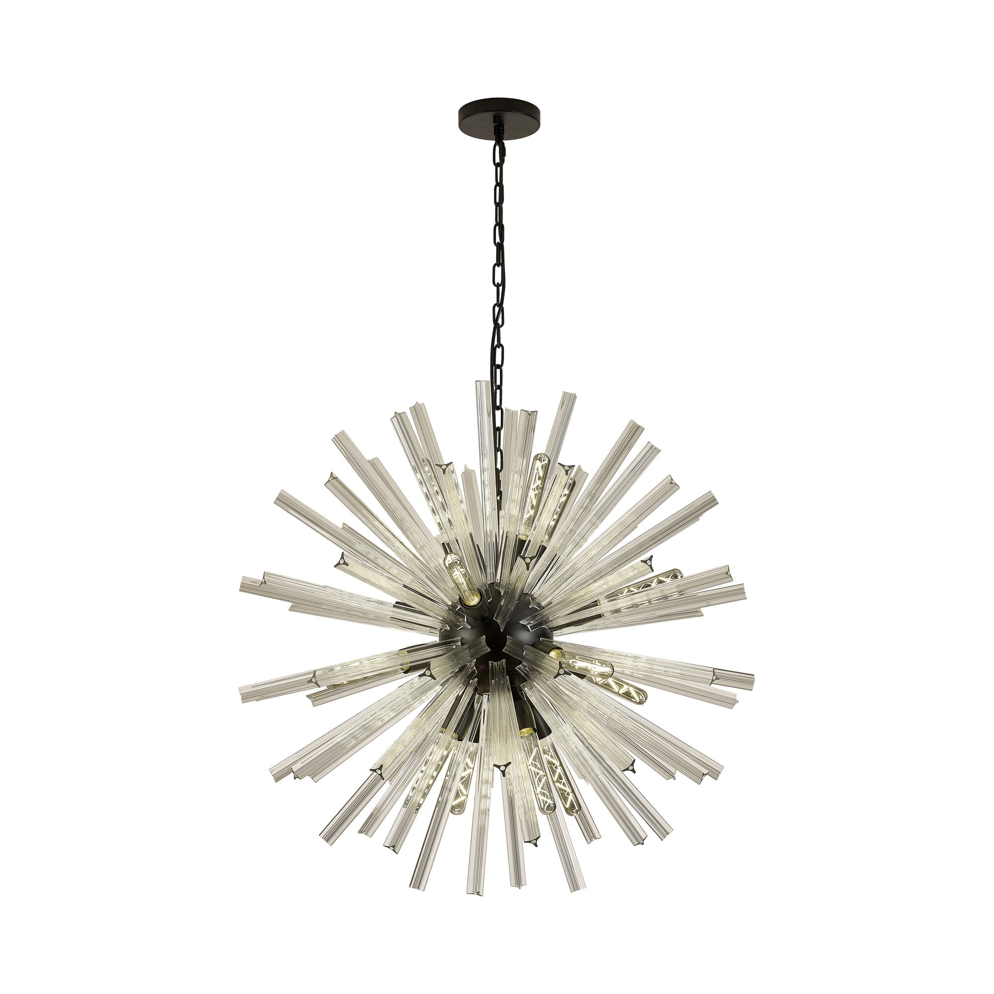Fabula Wordworth 16 Light Round Pendant - Matt Black & Clear Glass