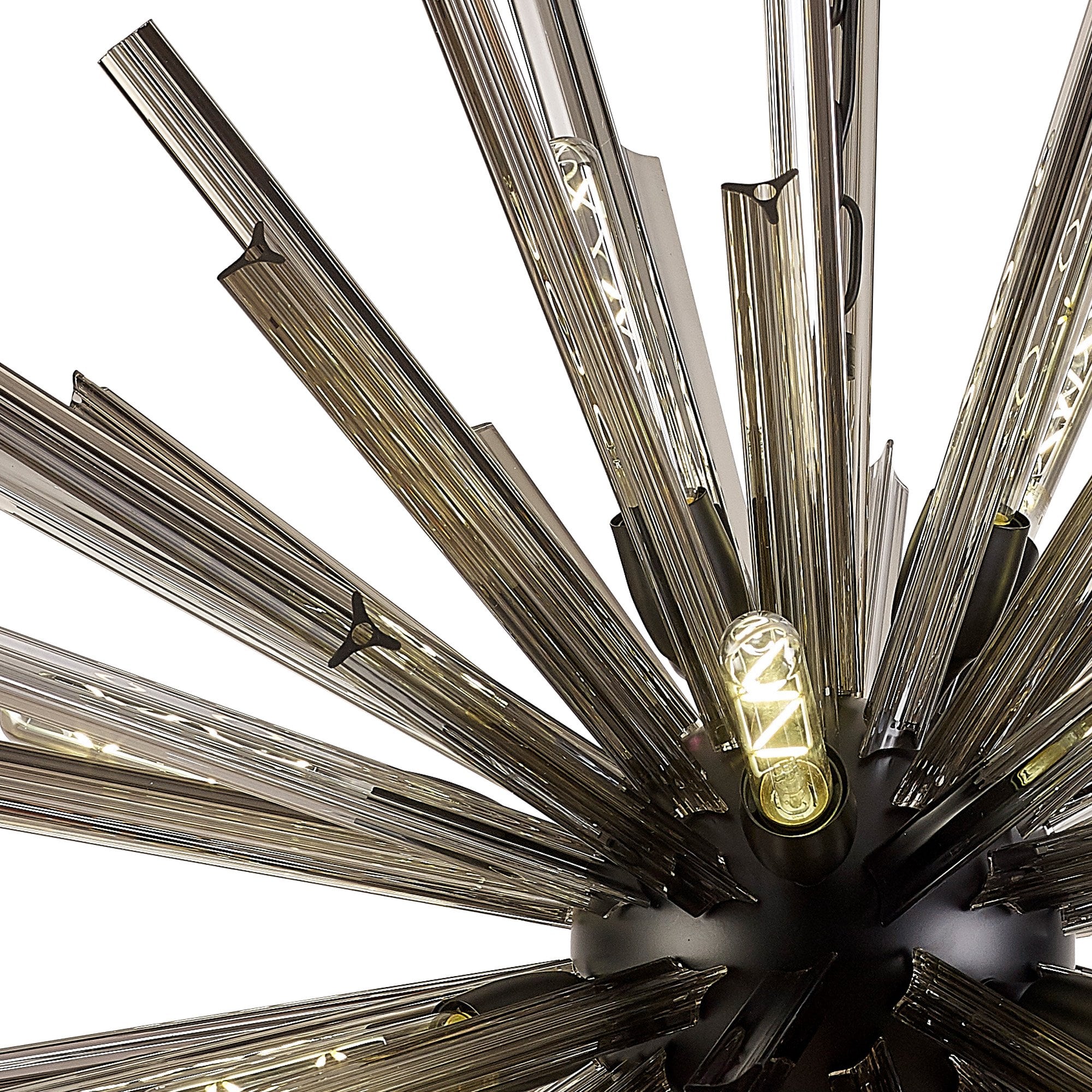 Fabula Wordworth 16 Light Round Pendant - Matt Black & Smoke Glass