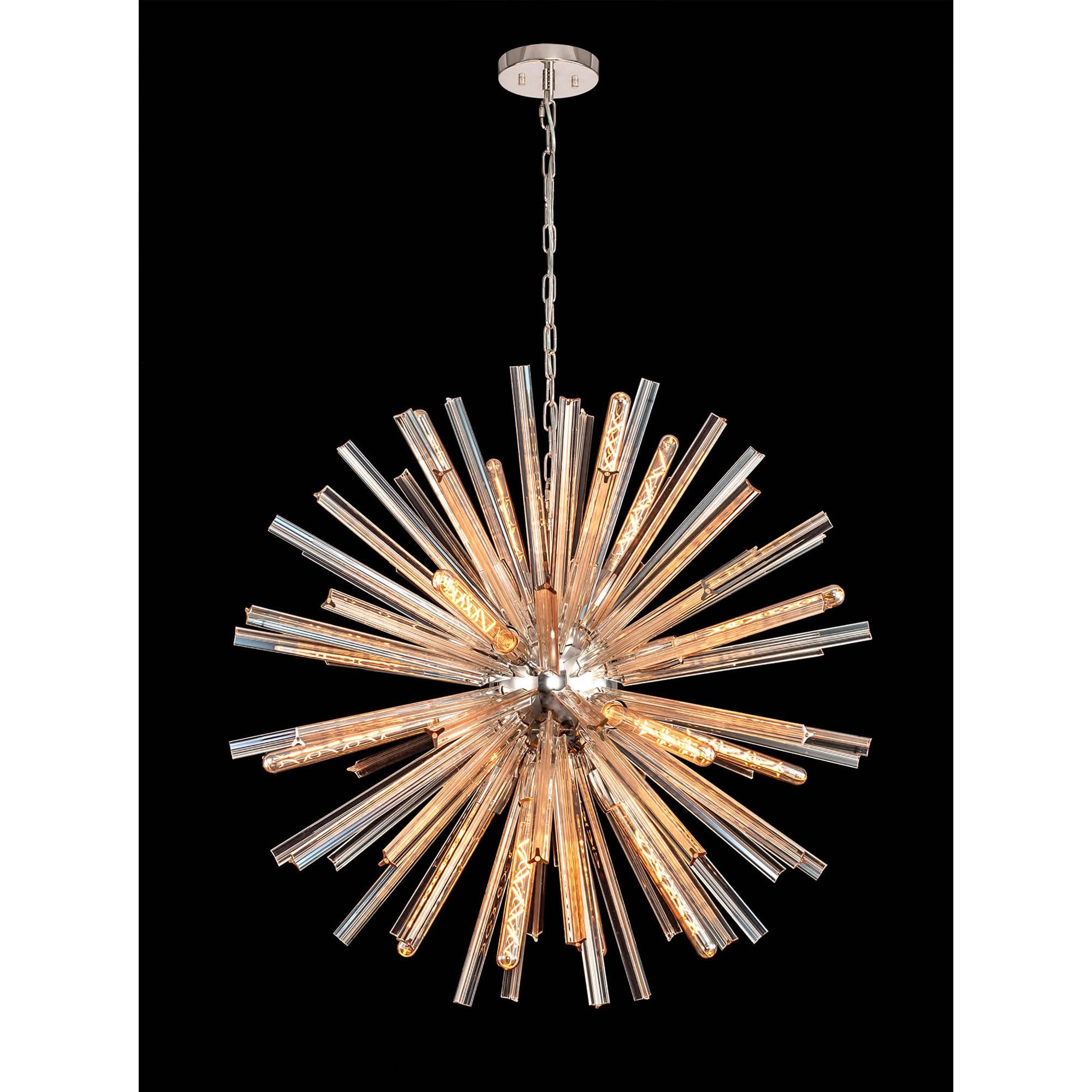 Fabula Wordworth 16 Light Round Pendant - Polished Nickel & Champagne Gold Glass