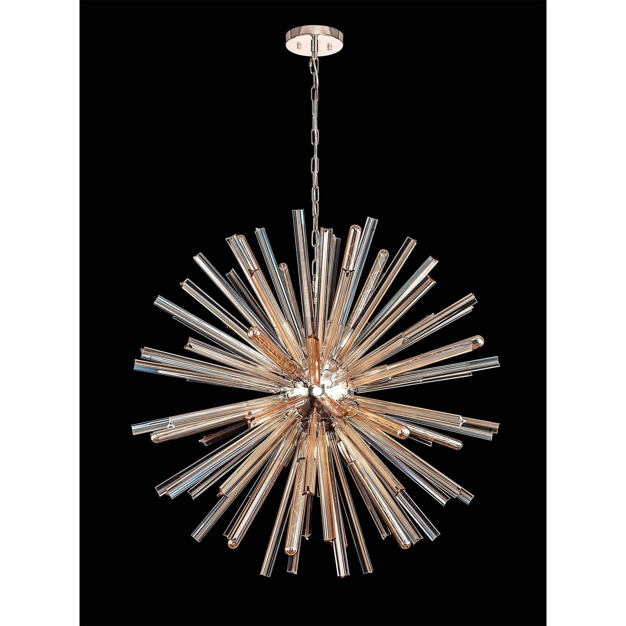 Fabula Wordworth 16 Light Round Pendant - Polished Nickel & Champagne Gold Glass
