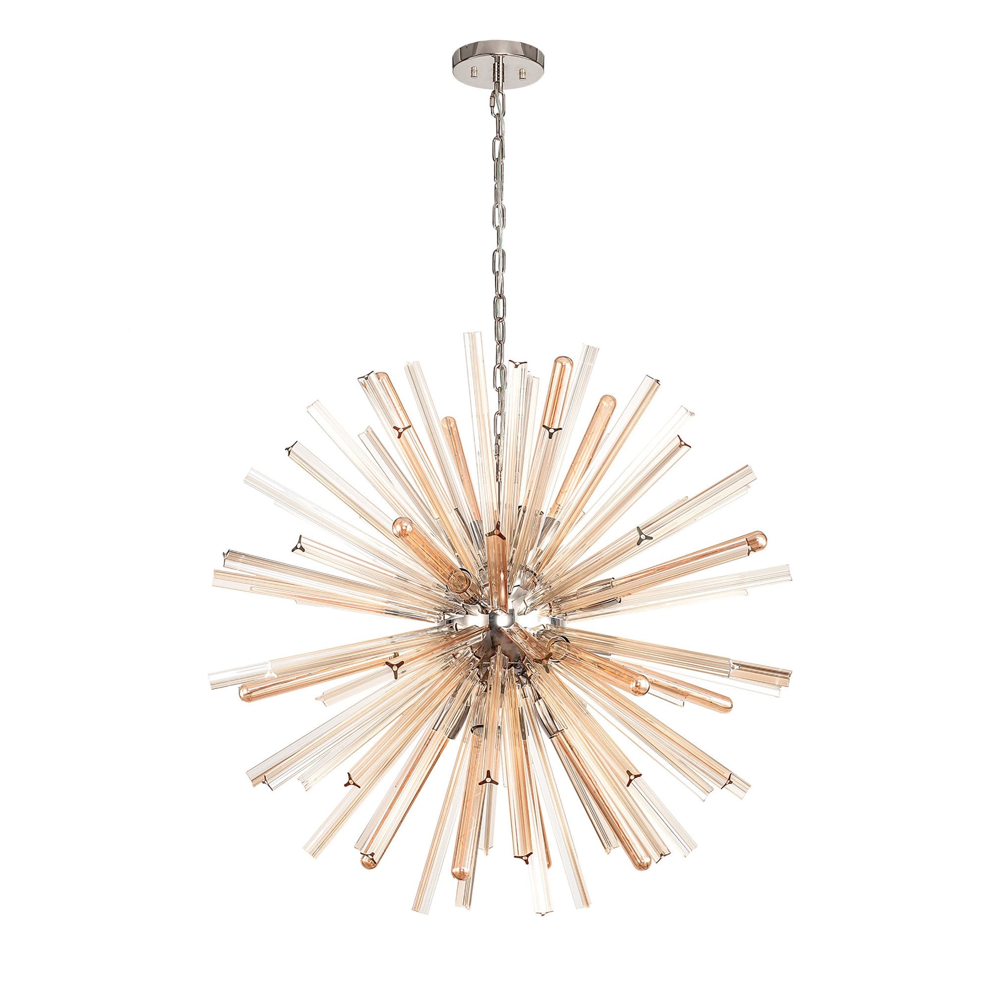 Fabula Wordworth 16 Light Round Pendant - Polished Nickel & Champagne Gold Glass