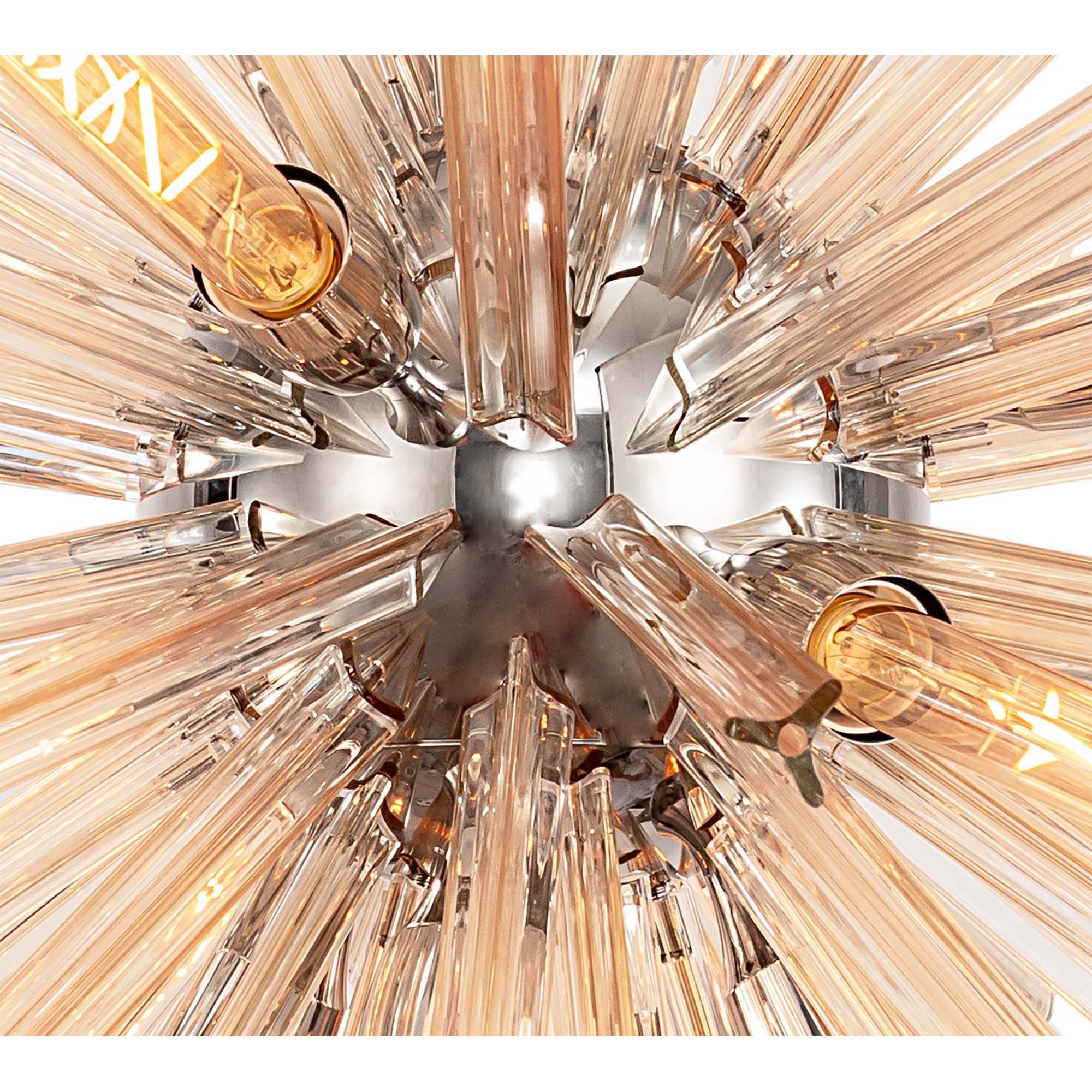 Fabula Wordworth 16 Light Round Pendant - Polished Nickel & Champagne Gold Glass