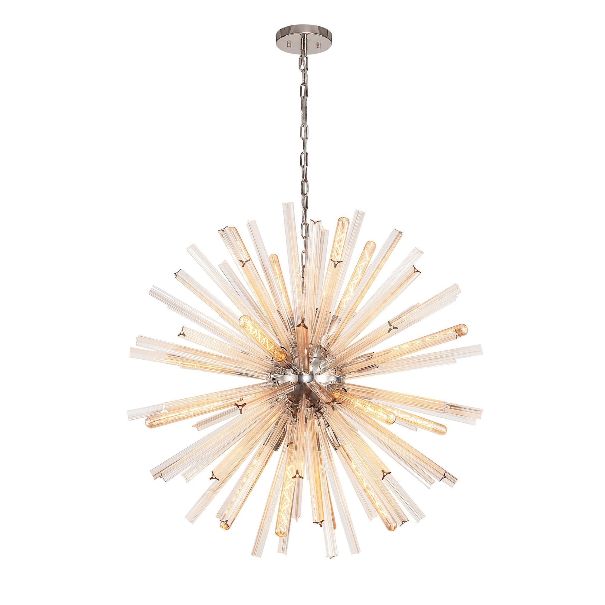 Fabula Wordworth 16 Light Round Pendant - Polished Nickel & Champagne Gold Glass