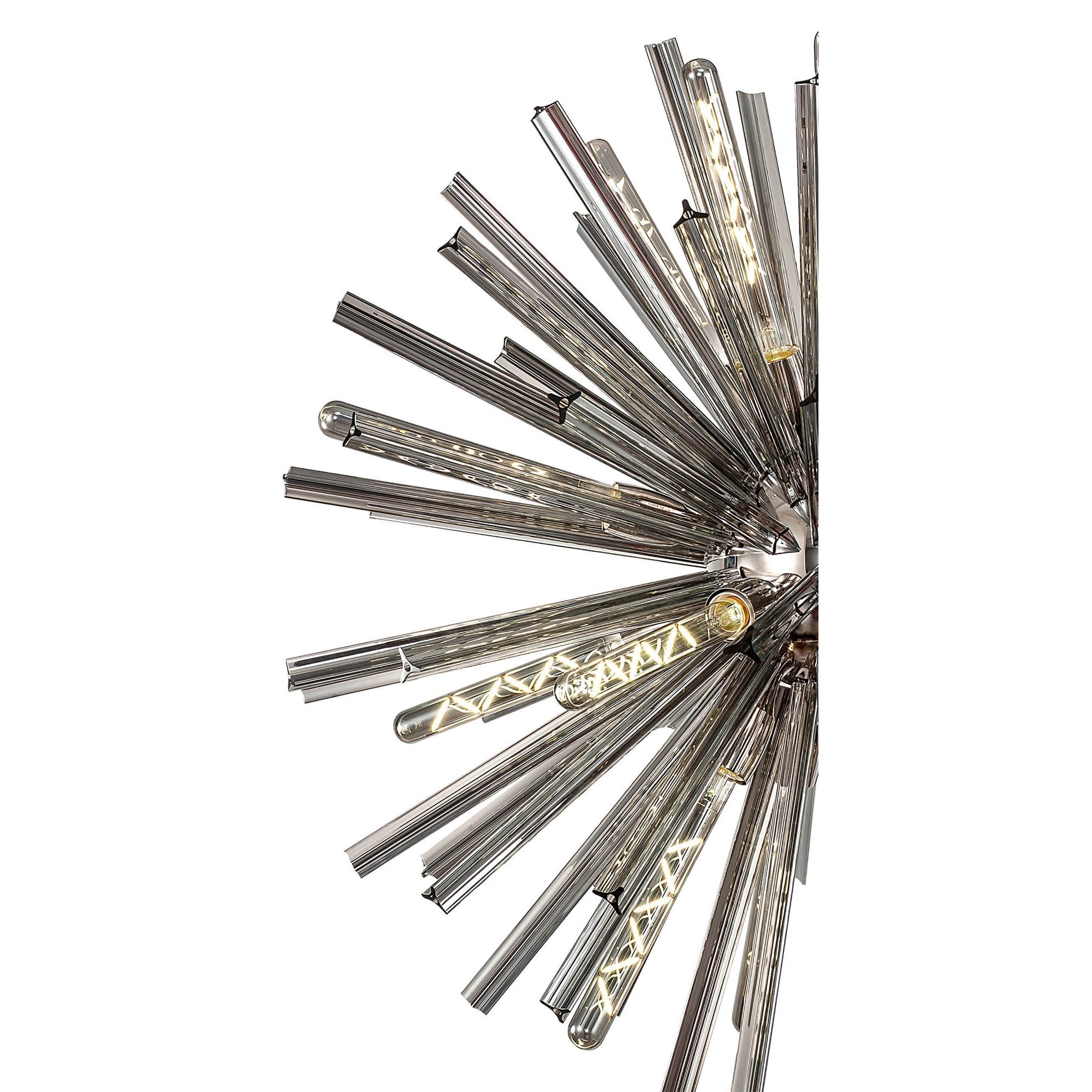 Fabula Wordworth 16 Light Round Pendant - Polished Nickel & Smoke Glass